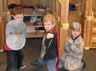 We had a castle in the loft and Baz was a brave knight!