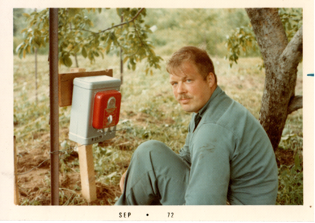 Working on the electric fence.
1972