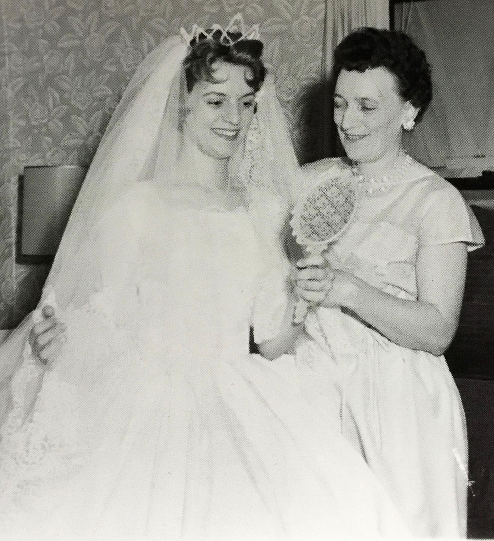 Mom with her mom on her wedding day, June 23, 1962