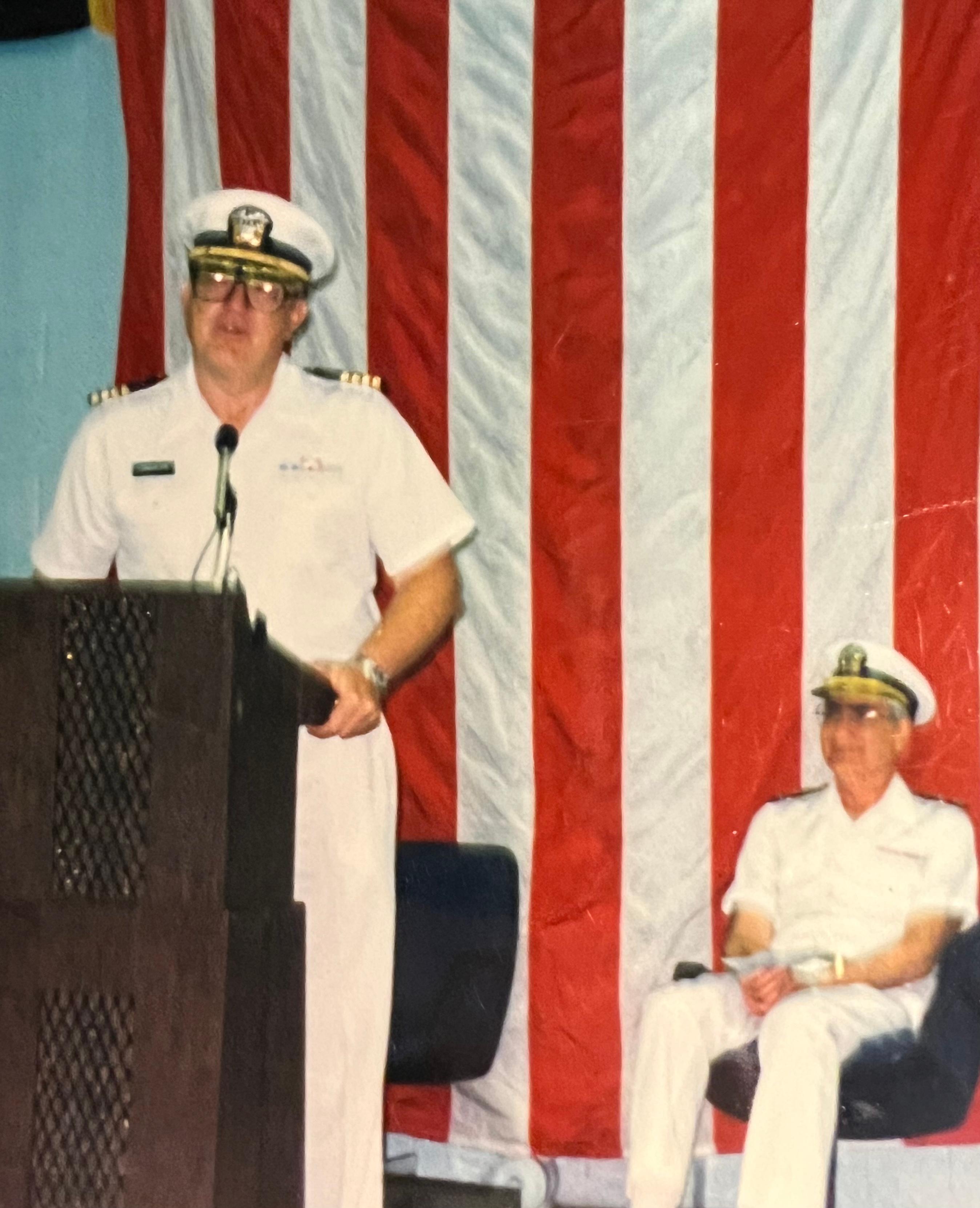 Preaching from a military pulpit.