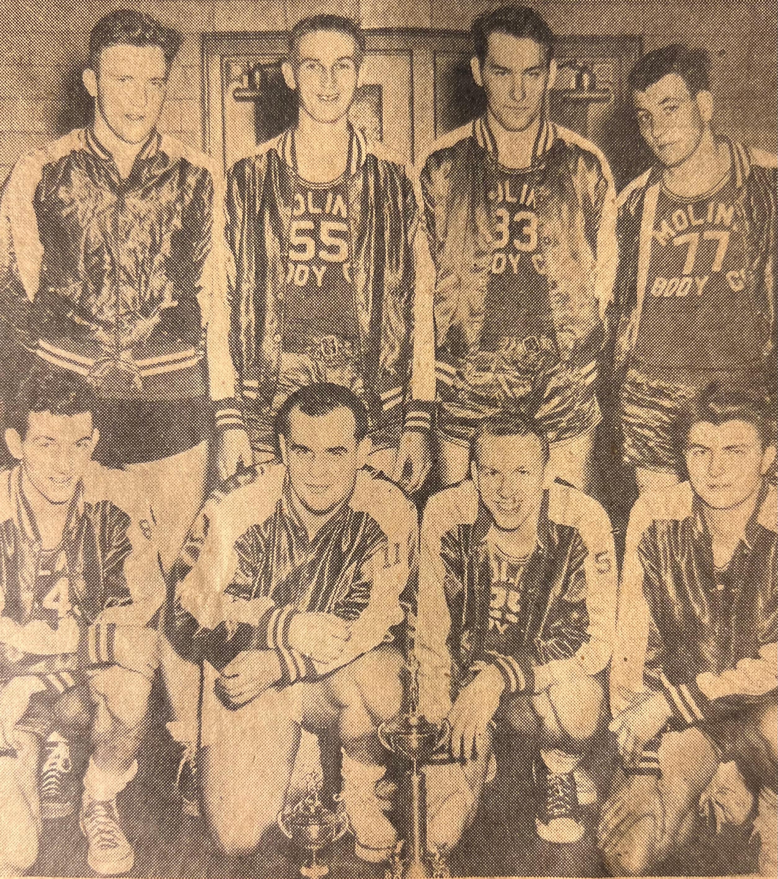 Part of Lyman’s Augustana basketball team, Lyman is top left.