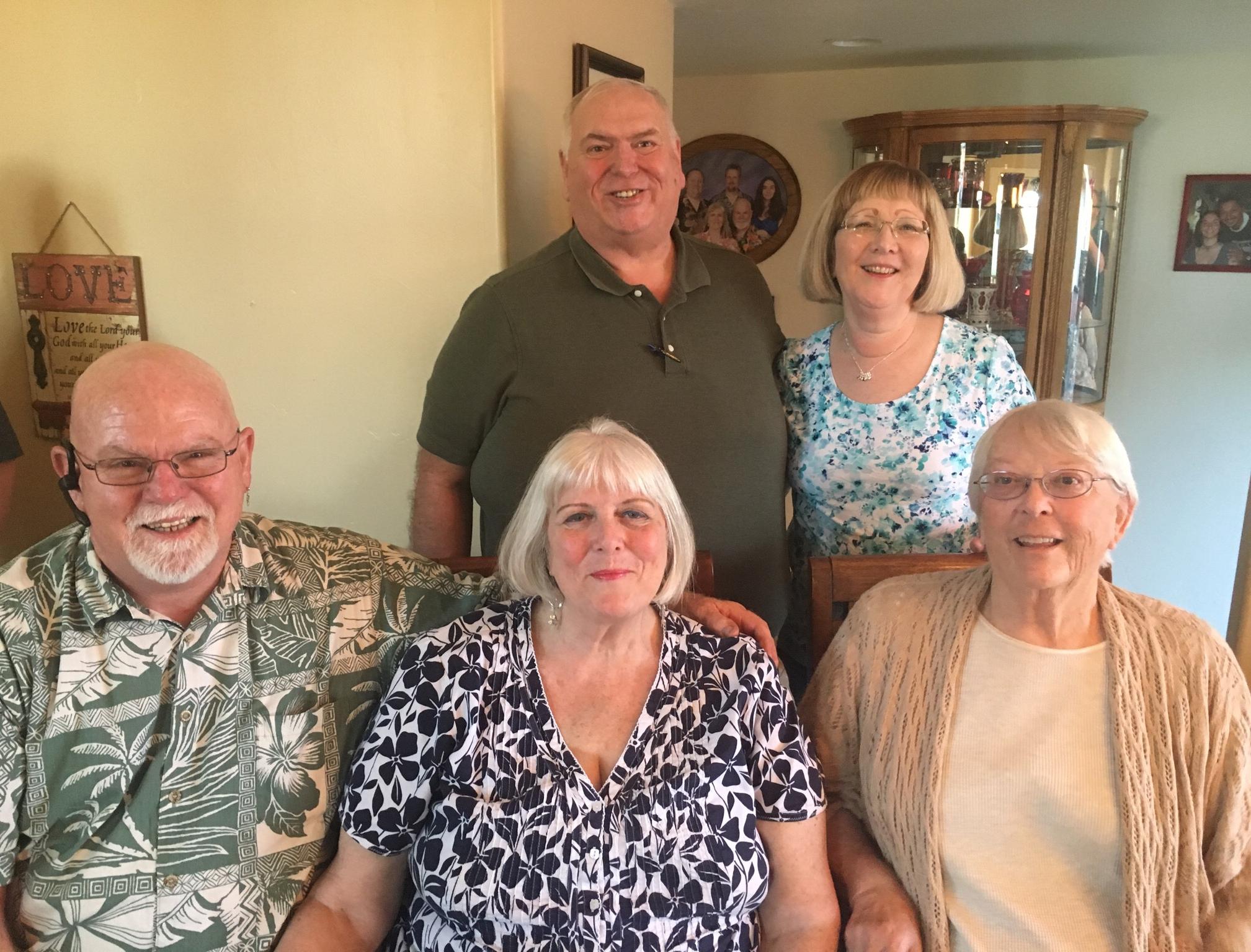 Wes, Lora, Erik, Willa, Carole at Lora's house.