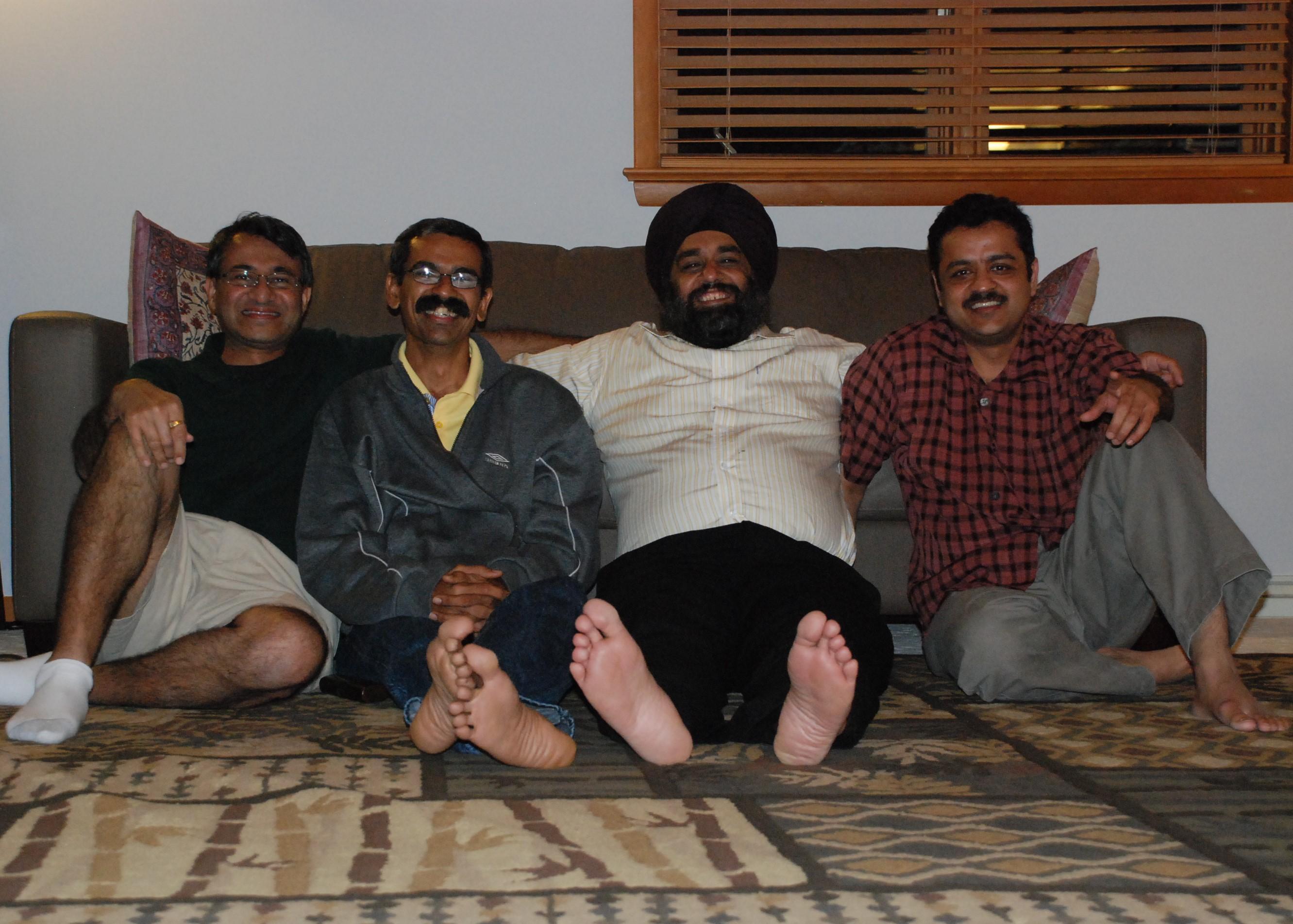 Taken in Pittsburgh at Mehul Mody's Place in 2009. 
L to R: Haresh V, Chandrakant O, Arvinder, Mehul M.