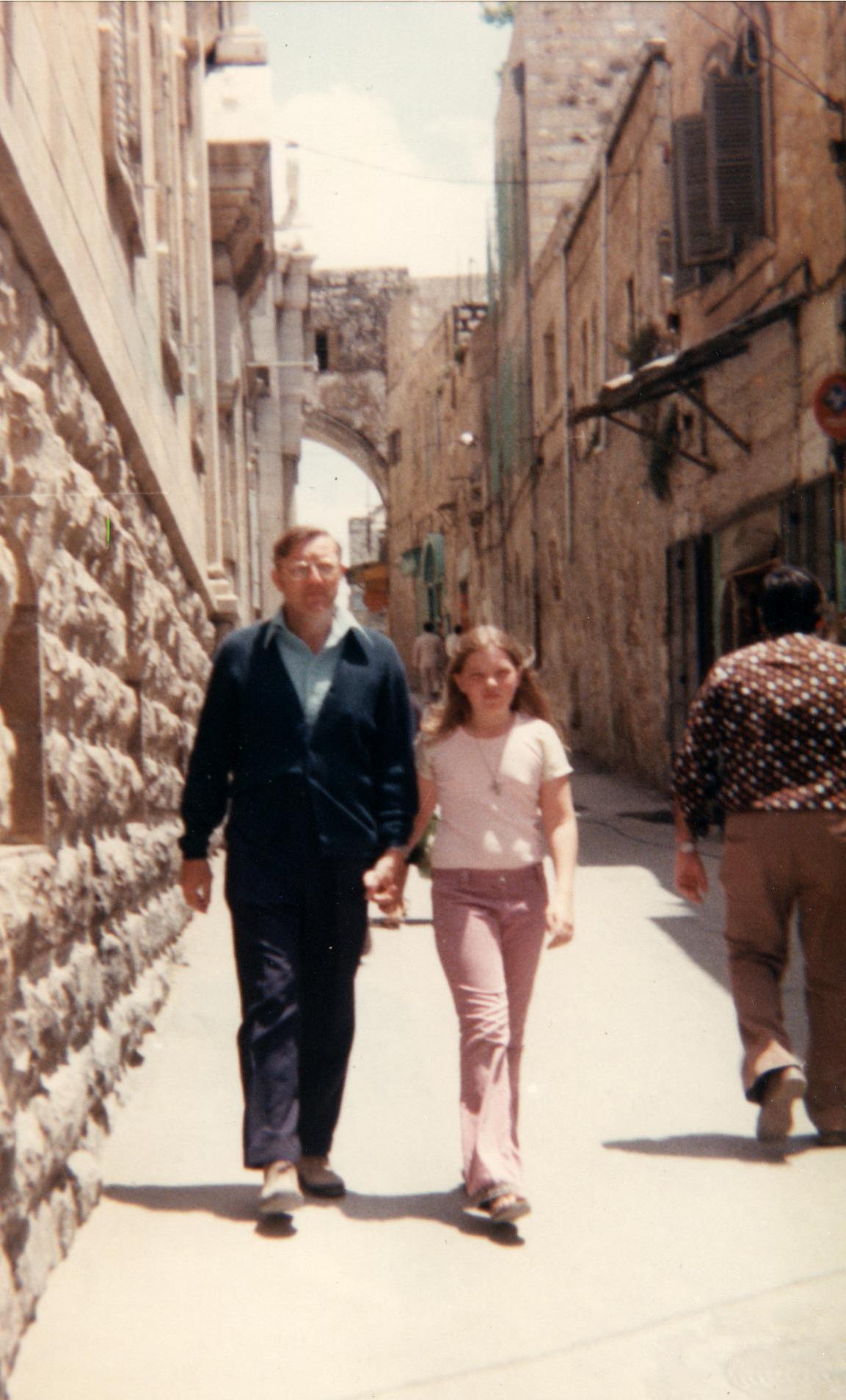 Ruth and Lyman walking in Jerusalem