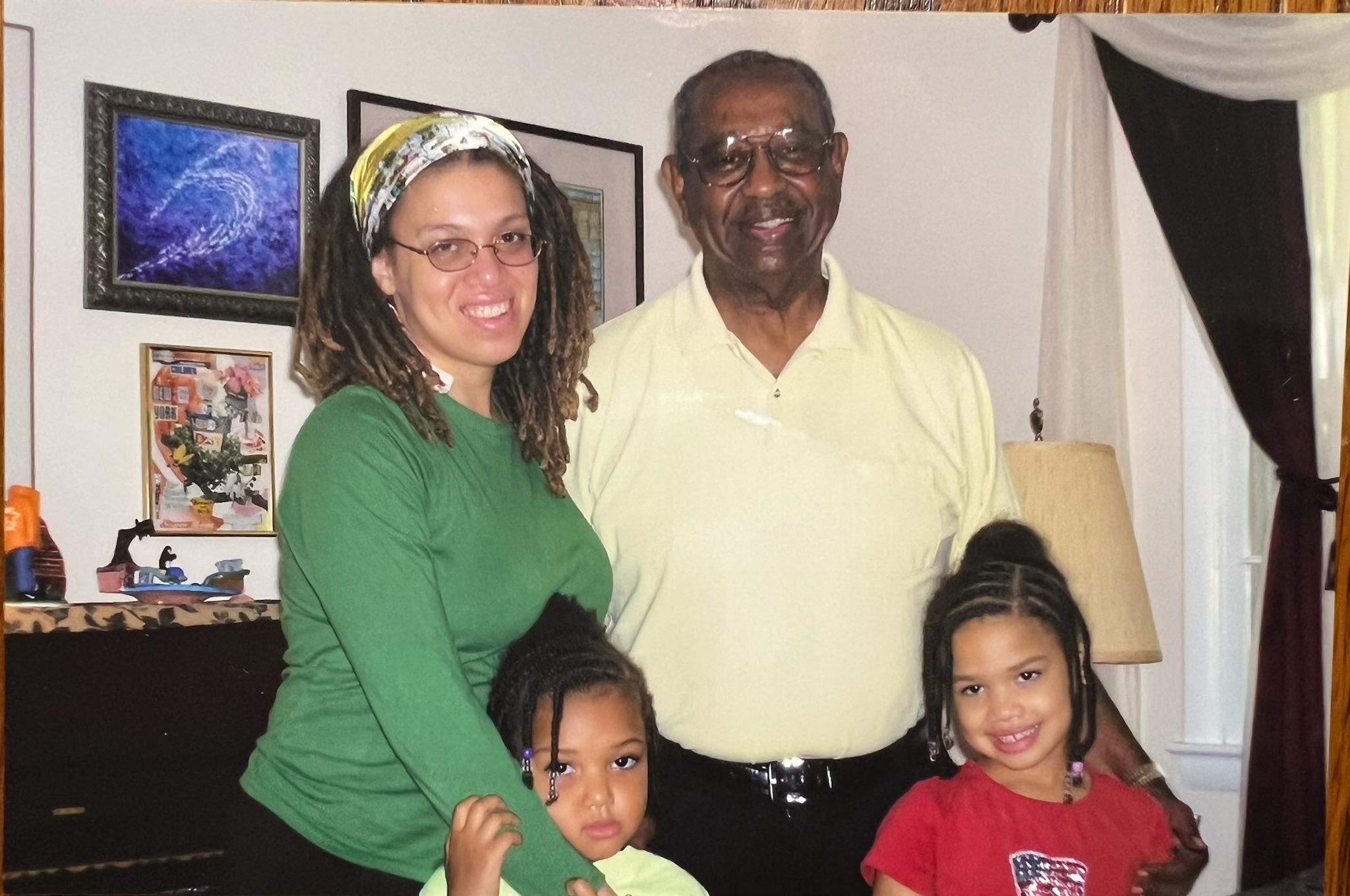 Joe with grand niece Halima and great grand nieces Amala & Kalila.