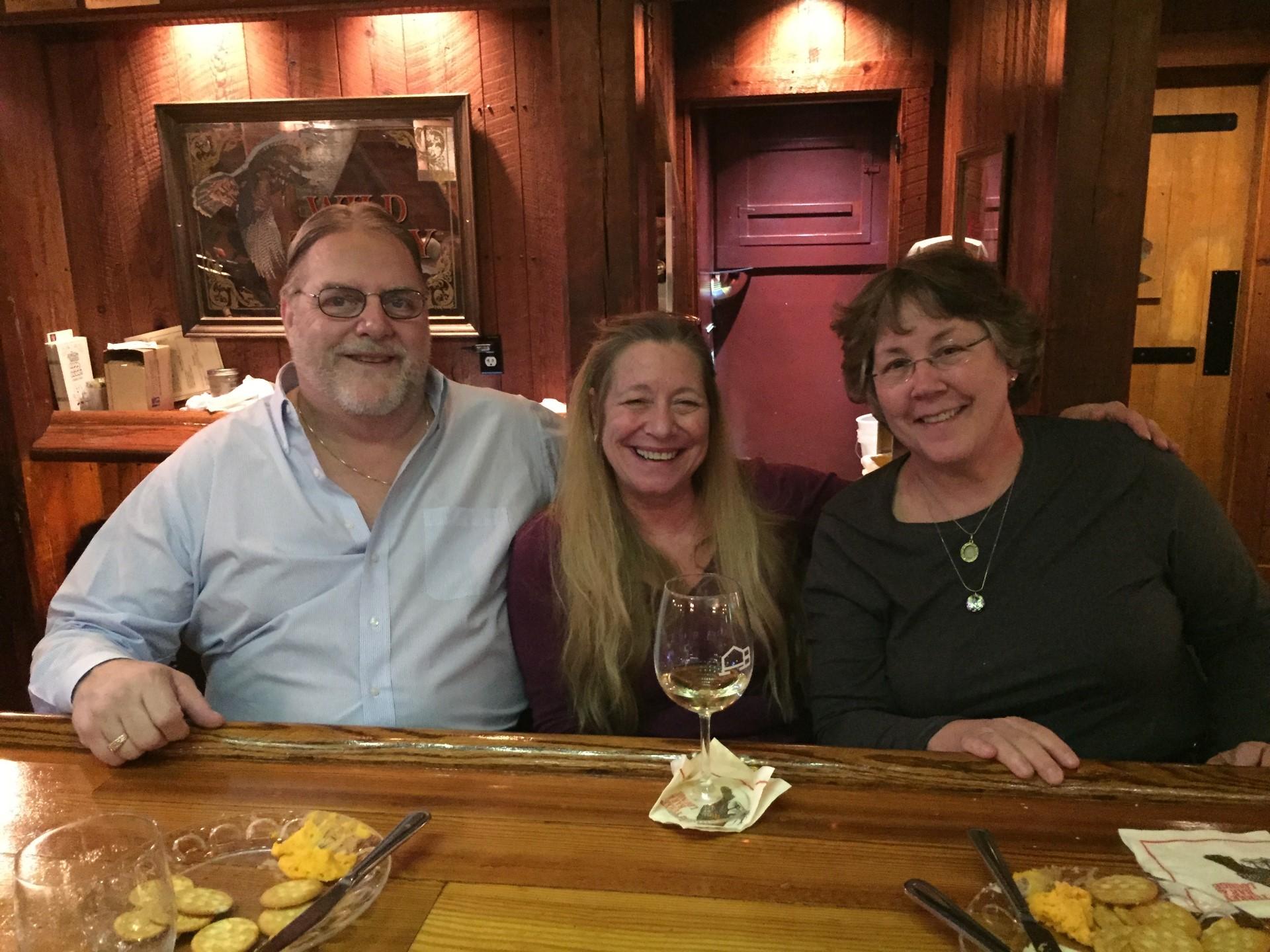 Theresa with Bob and Jaffa at the Angus Barn