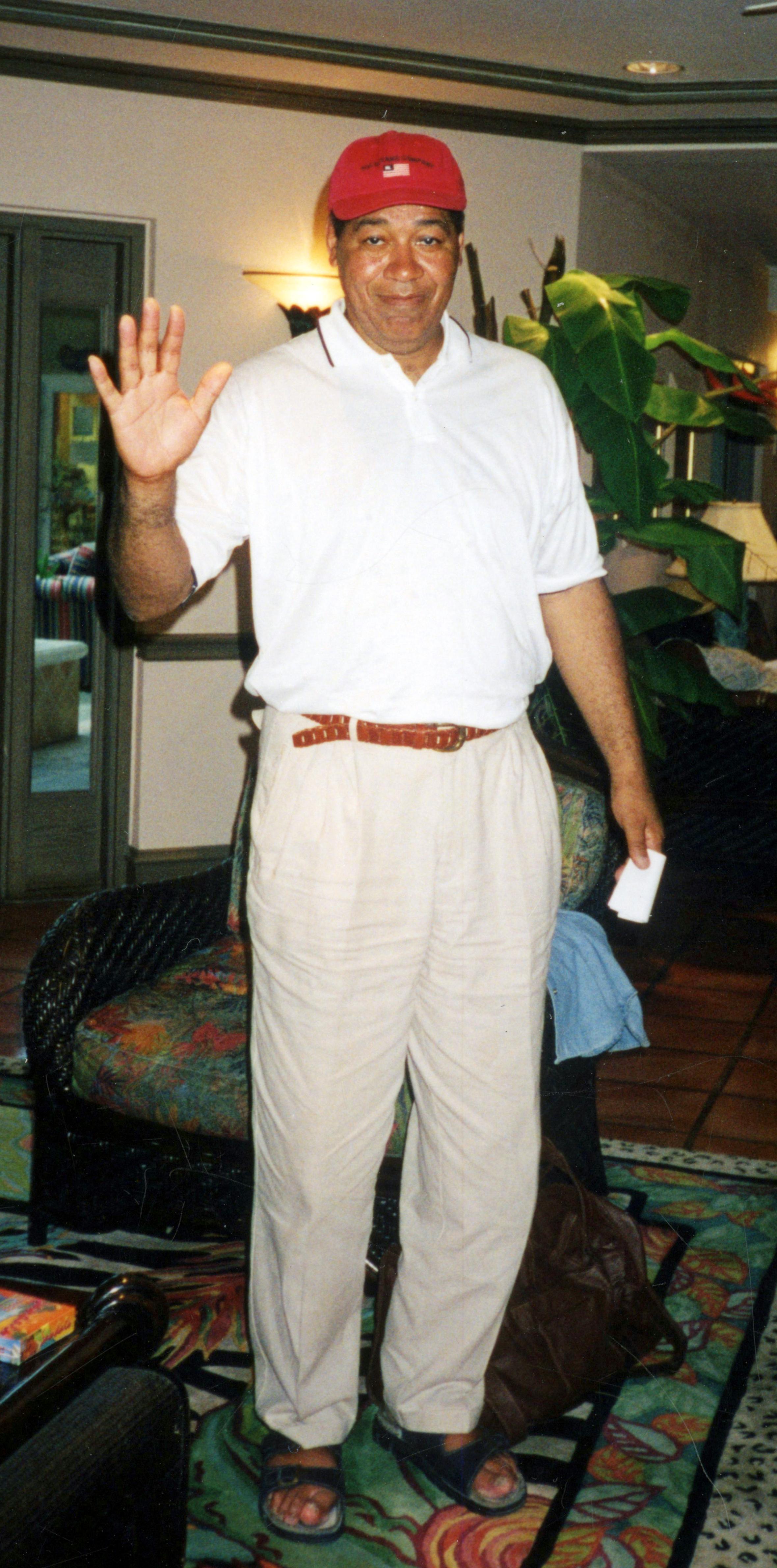Dad saying hi to Turks and Cacios