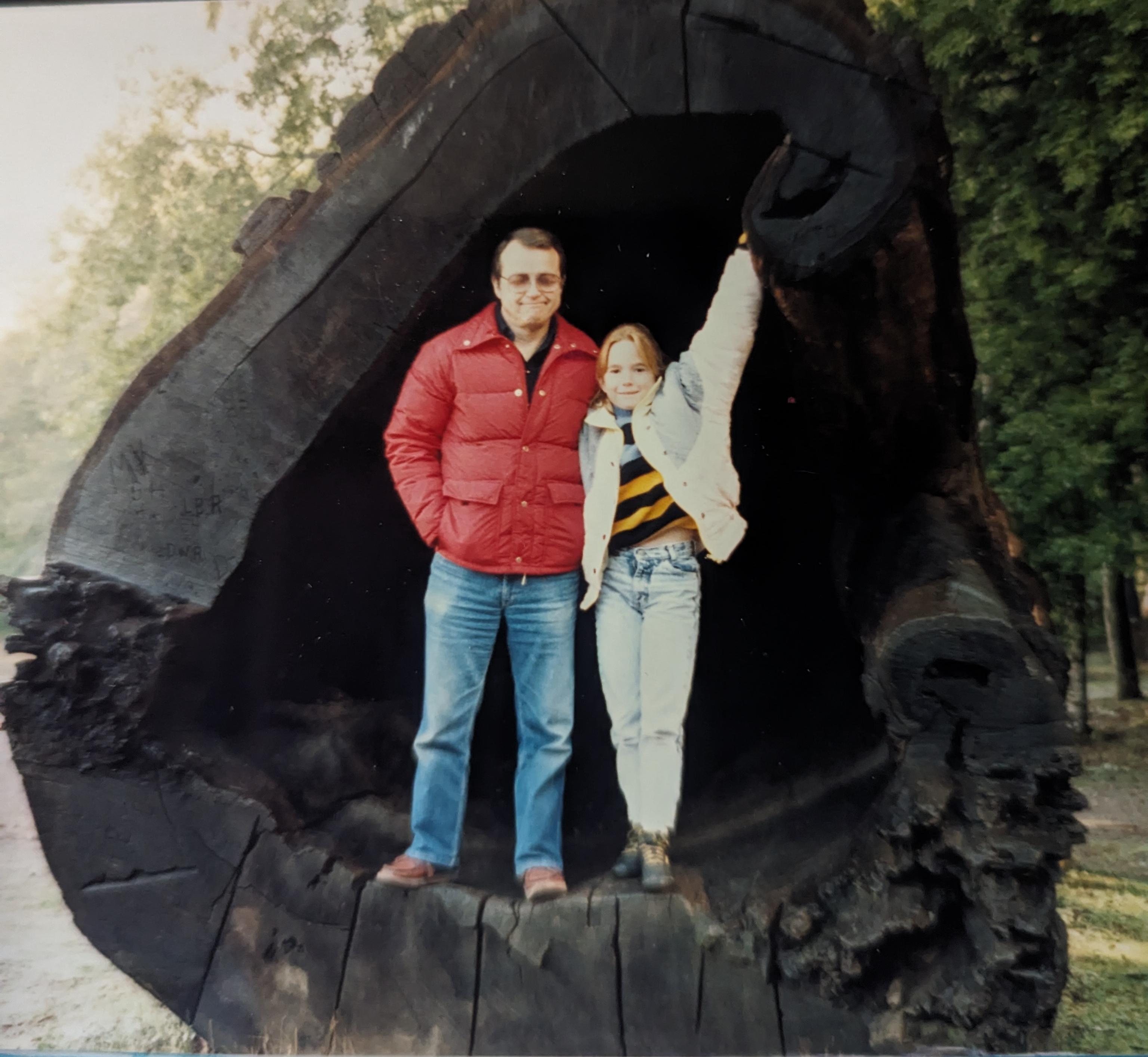 Going through the Redwoods in CA, during our drive up to Washington State to visit my sister. I was around 11 years old, so my Dad would have been 51 or so.