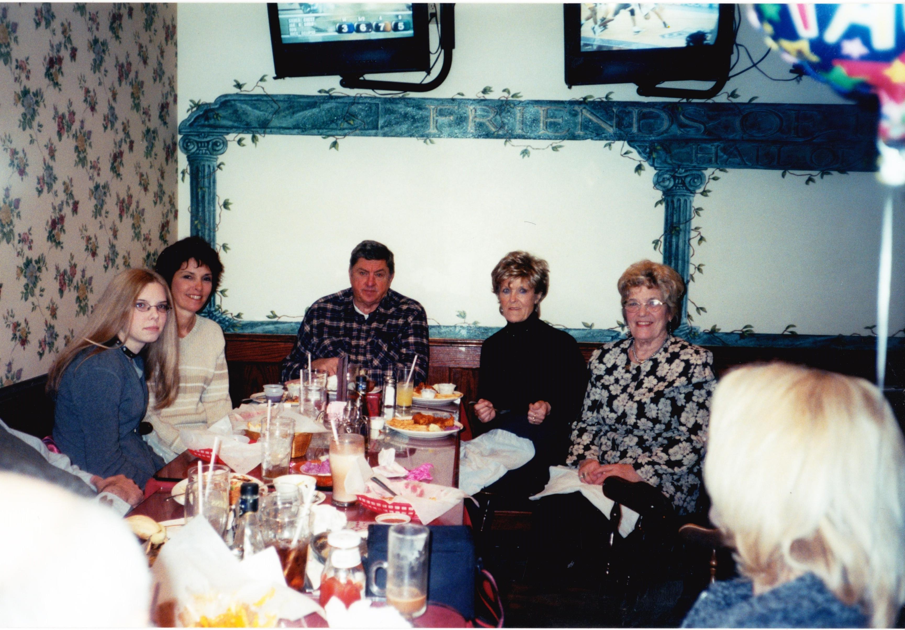 Edna with sister Joan, brother-in-law Clem, Daughter Margaret and granddaughter Carly