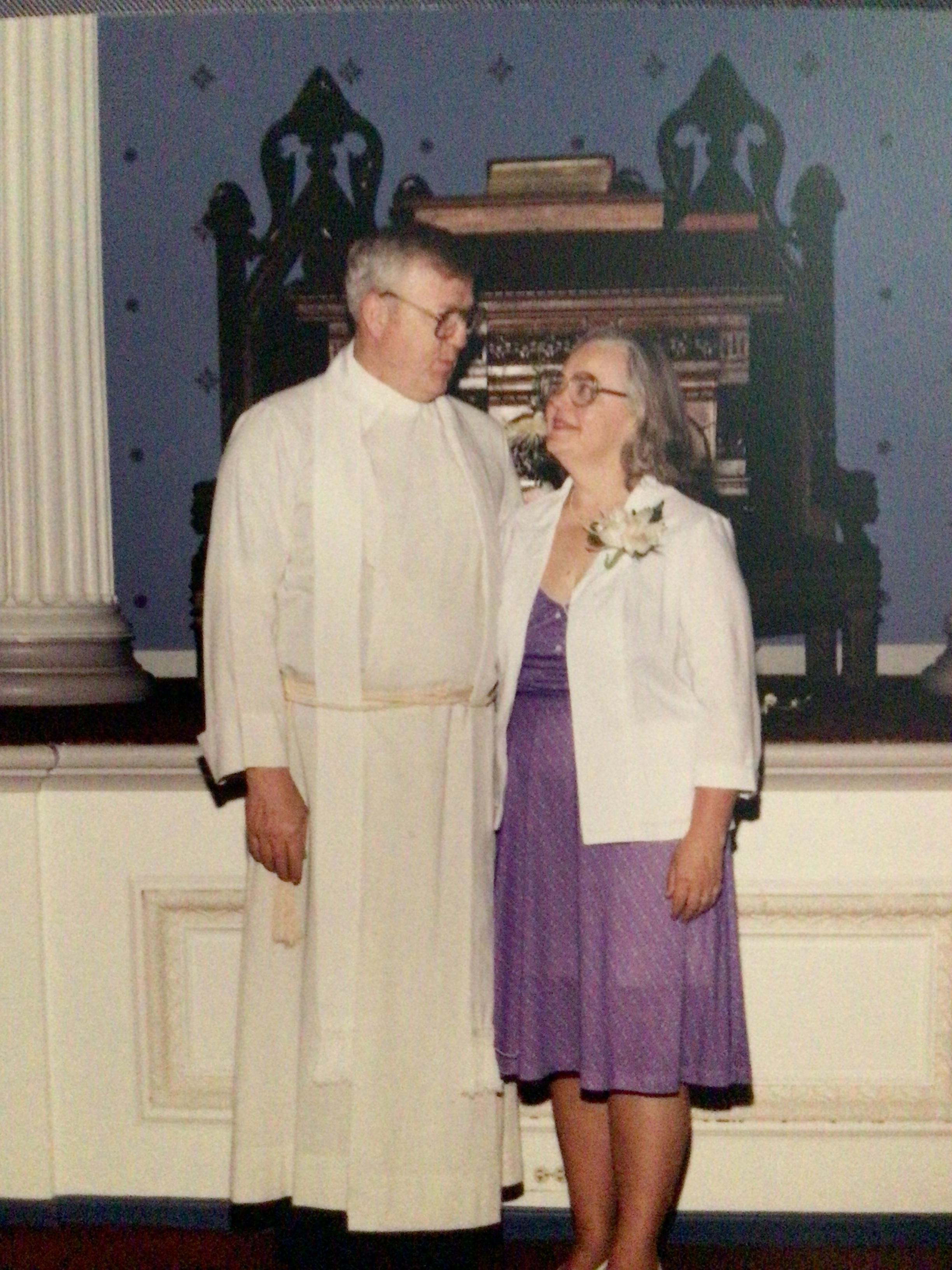 Lyman and Grace share a moment in church.