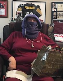 Christmas Eve, getting Aunt Carole ready to tend to her chicken ladies in the cold Idaho weather! 