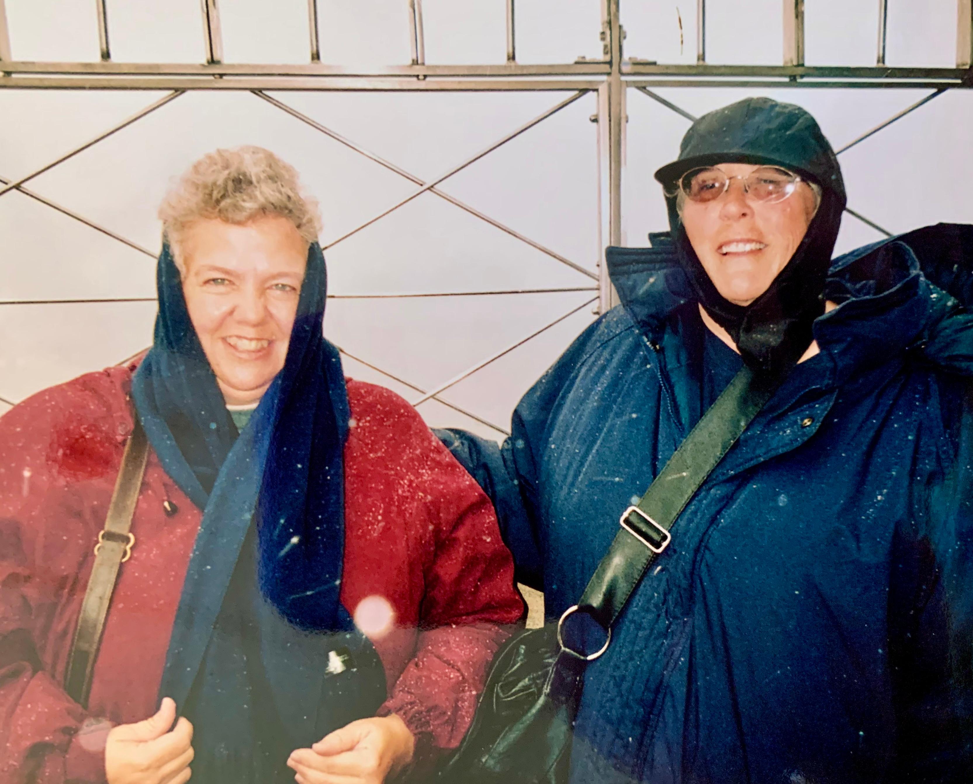 Sandi and Carole in New York on top of the Empire State Building 