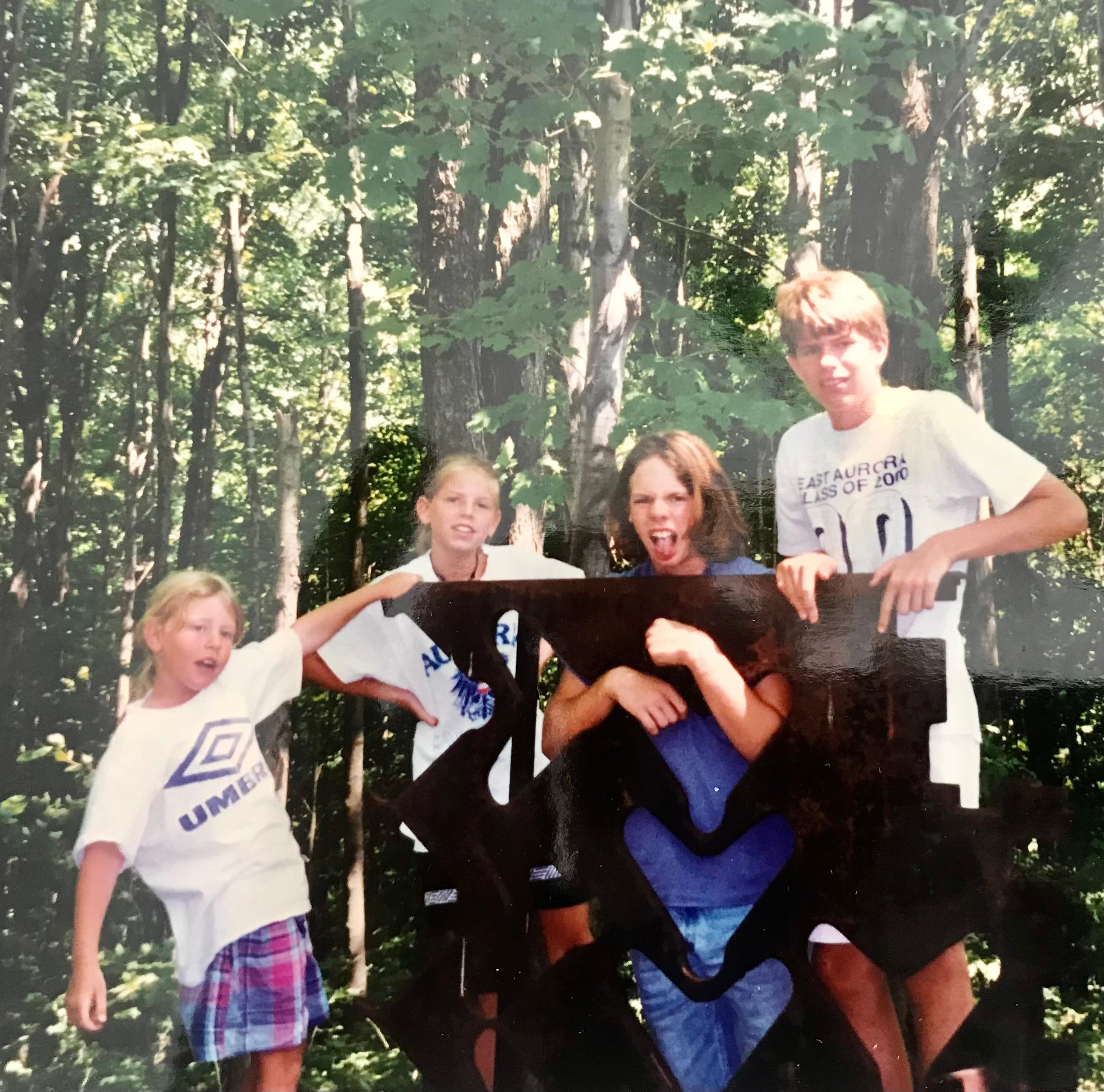 Jesse, Kate, myself and his friend Jeremy at Griffis sculpture park. This is the first time I remember ever going there and I always think of it as a happy family memory. Dad was telling us all about skipping school and going there as a kid. I have gone back there a lot through the years something makes me feel like I was chasing the memory of that day or maybe it’s because Jeremy was there with us and he was gone just a short few years later. I hope you two are together, listening to music, playing in the mud and doing what you boys used to do. Love you