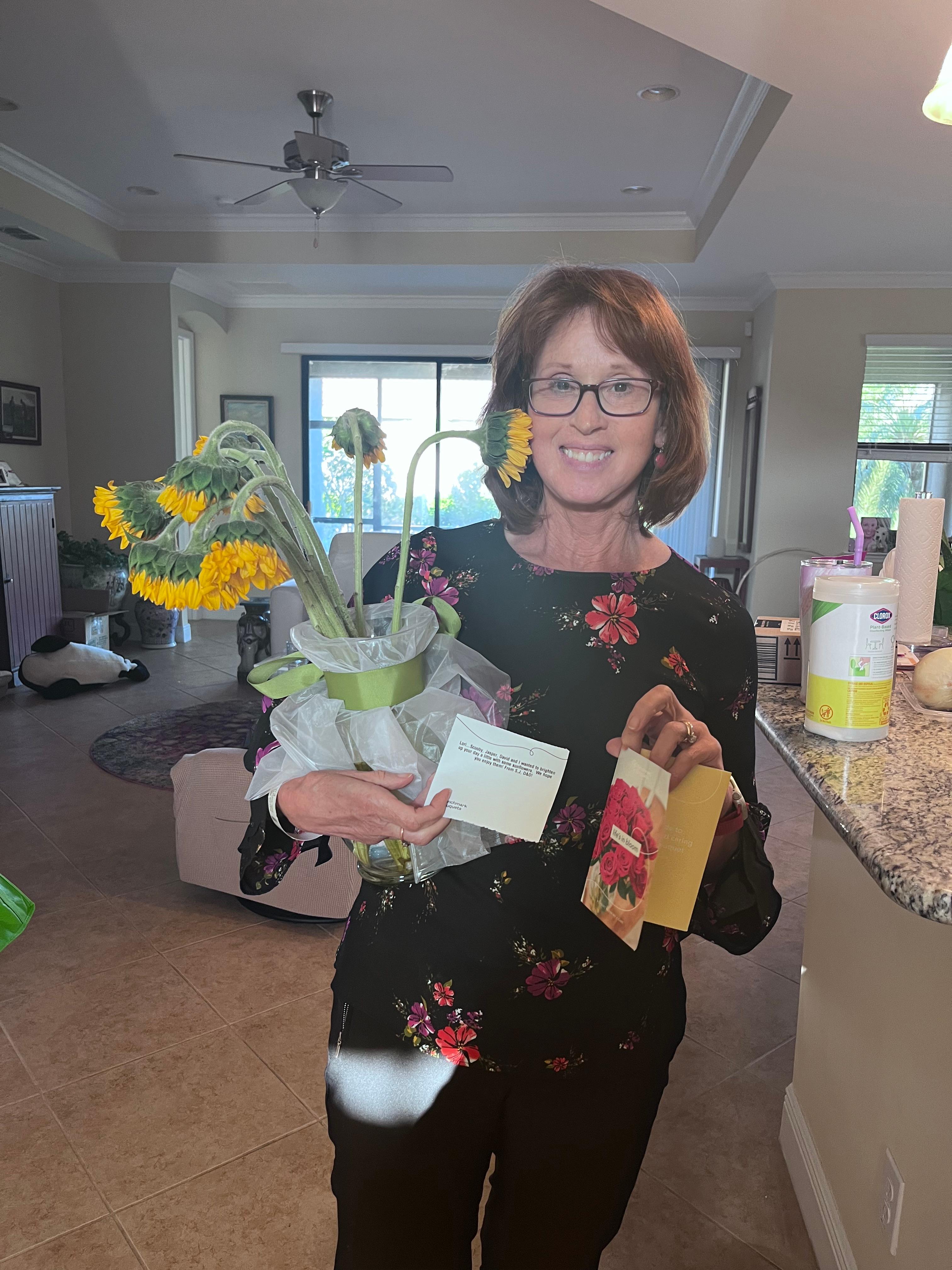 Cards and flowers sent by loved ones