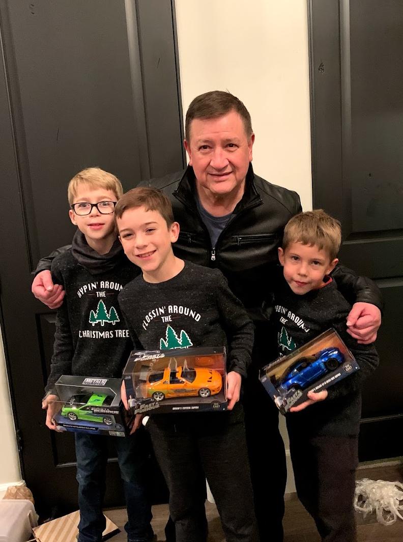 Dad and grandkids Ethan, Liam and Preston