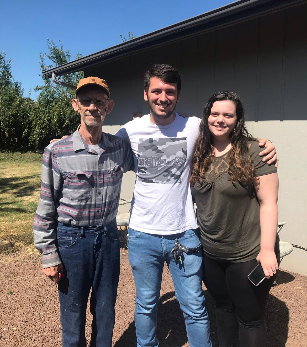 Art with his grandson Jesse and Jesse’s fiancé. They came out to see him before we moved to Arizona.