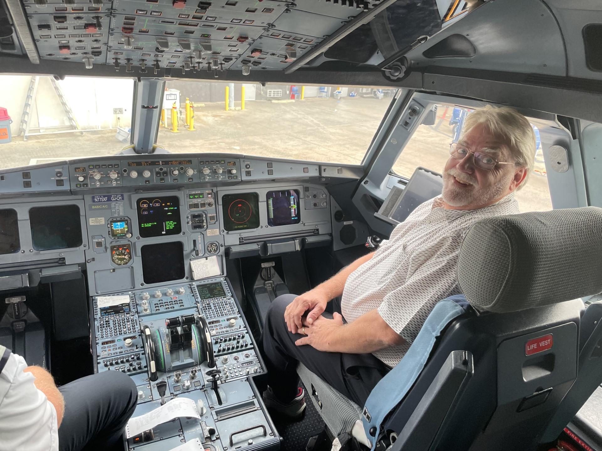 Bob playing with pilots on his way to Asheville NC September 2023