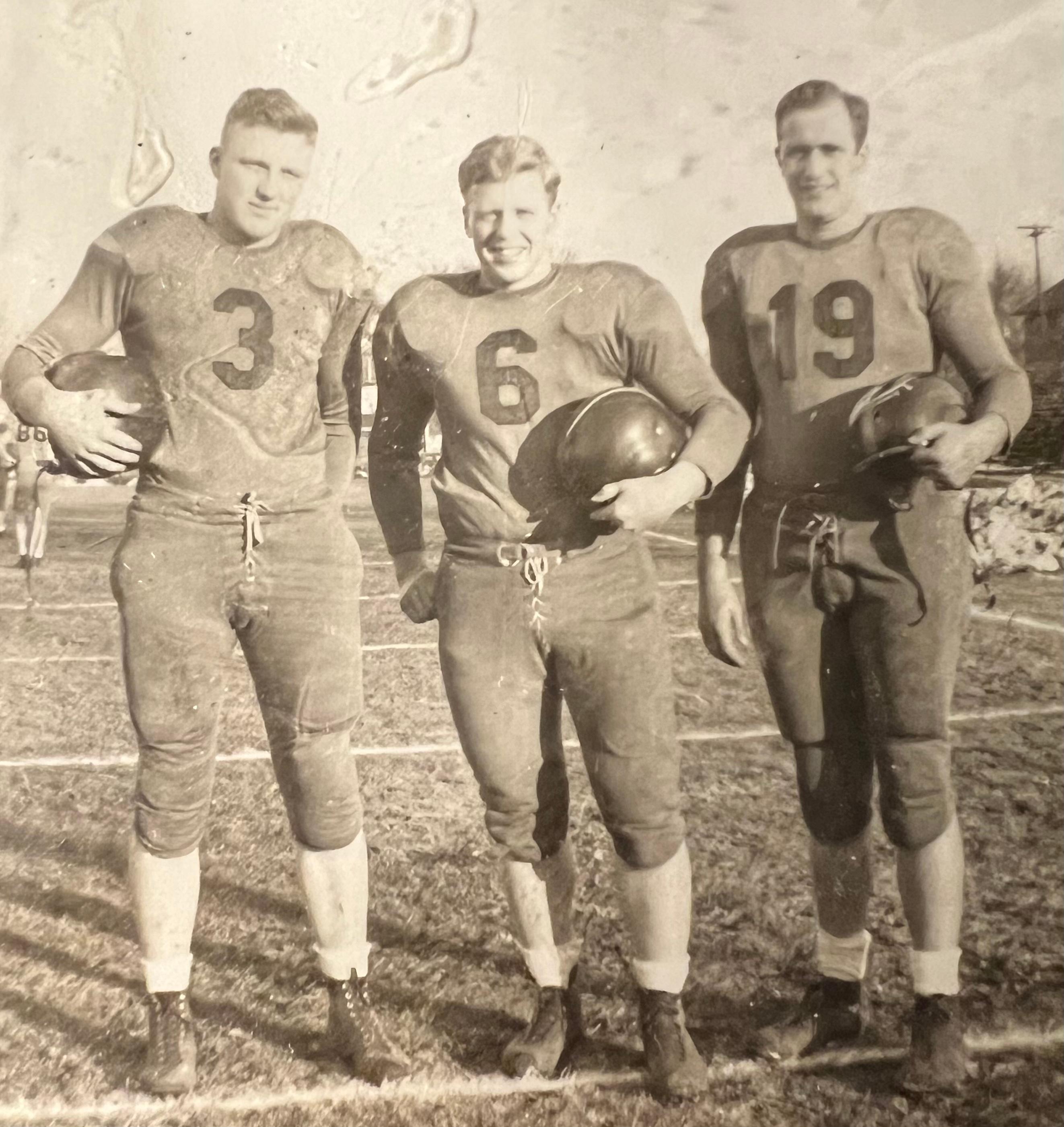 Team camaraderie at Augustana college. Lyman is on the left.