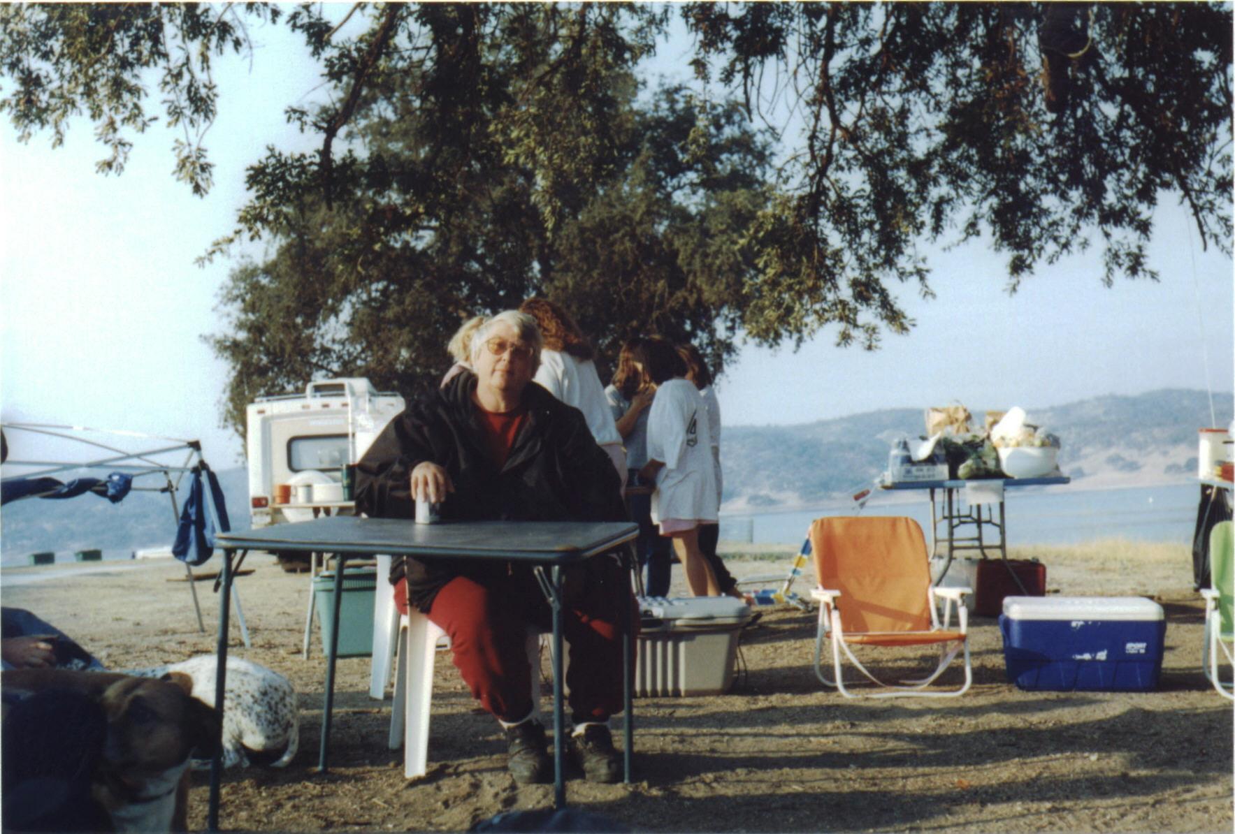 Carole is a true morning person.  Here she is at the 1998 SLODOG Campout.