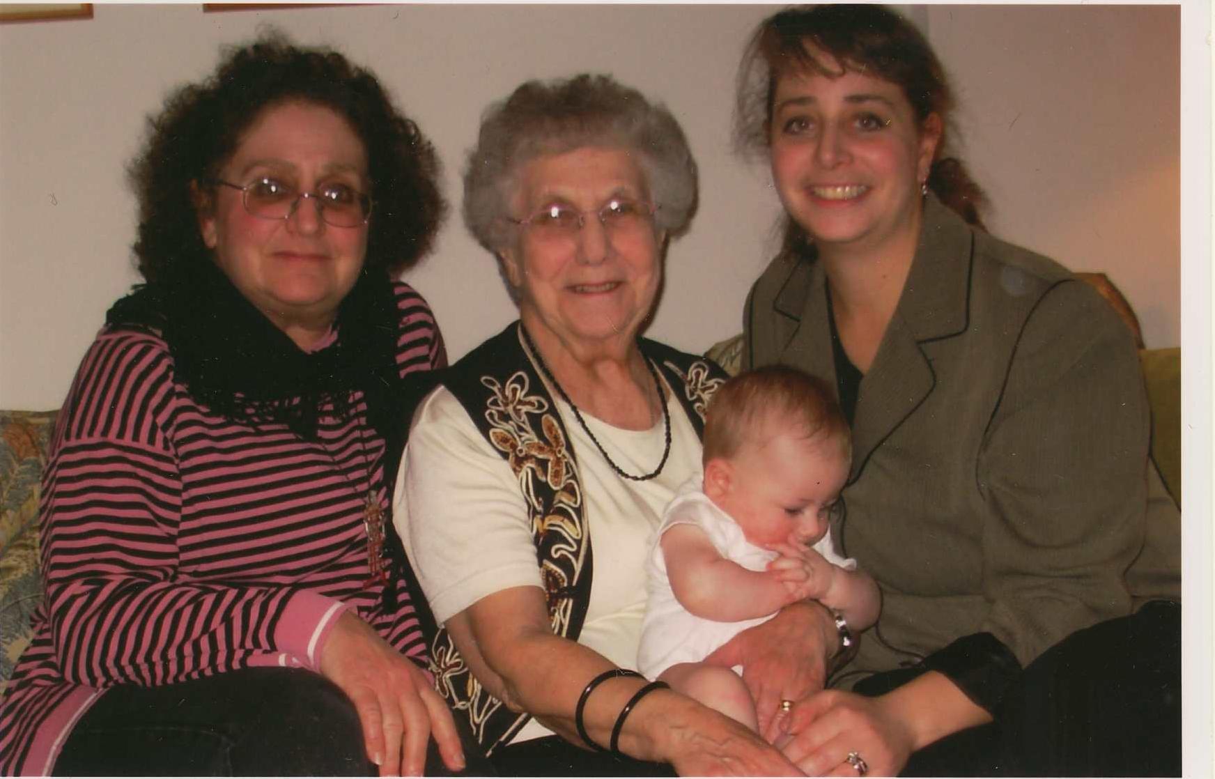 Four generations: Ruth, Betty, Ana, Alice. Taken at Betty & Max's Grosvenor Park condo in Rockville, MD. (2000 or 2001)