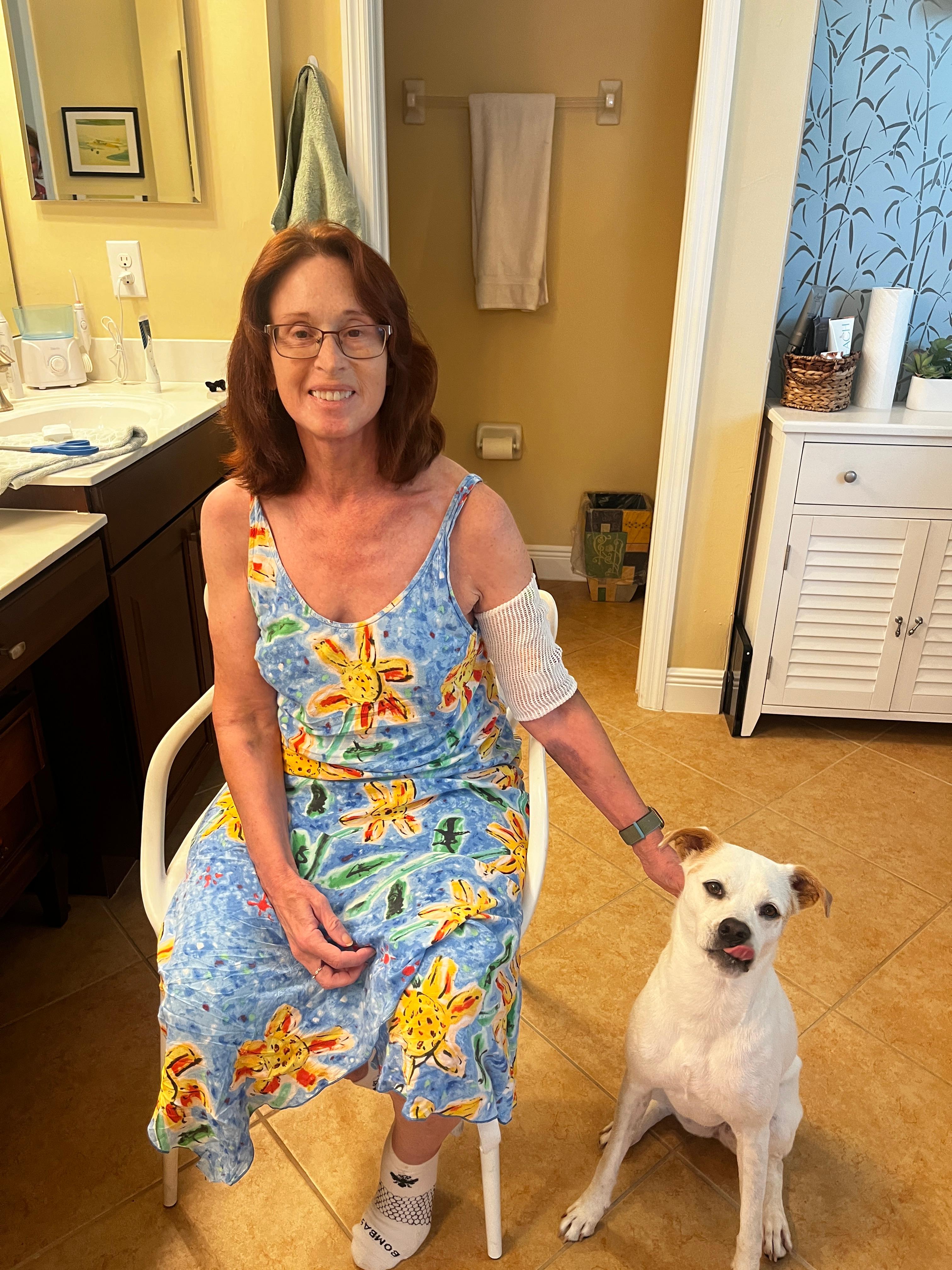 Taken 32 days before she died. I was about to cut her hair, she wanted it shorter in preparation for the chemo
