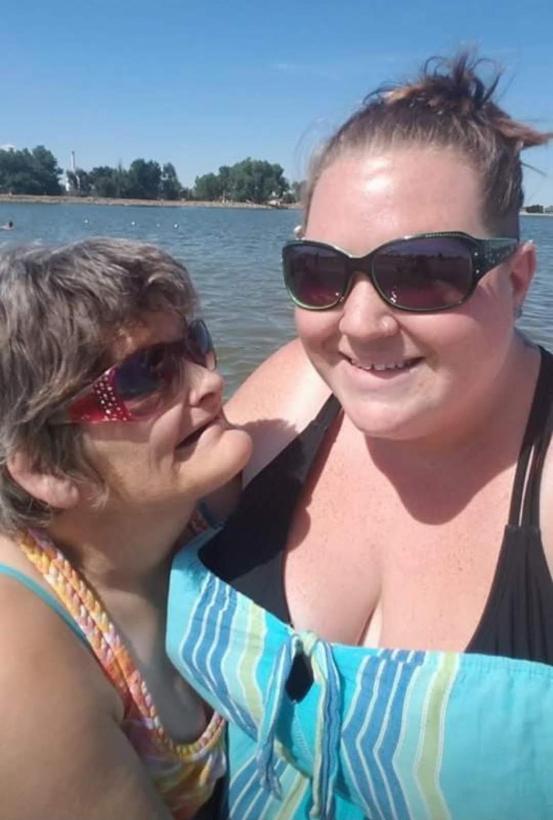 Lauren having loads of fun at the lake with Sandy!