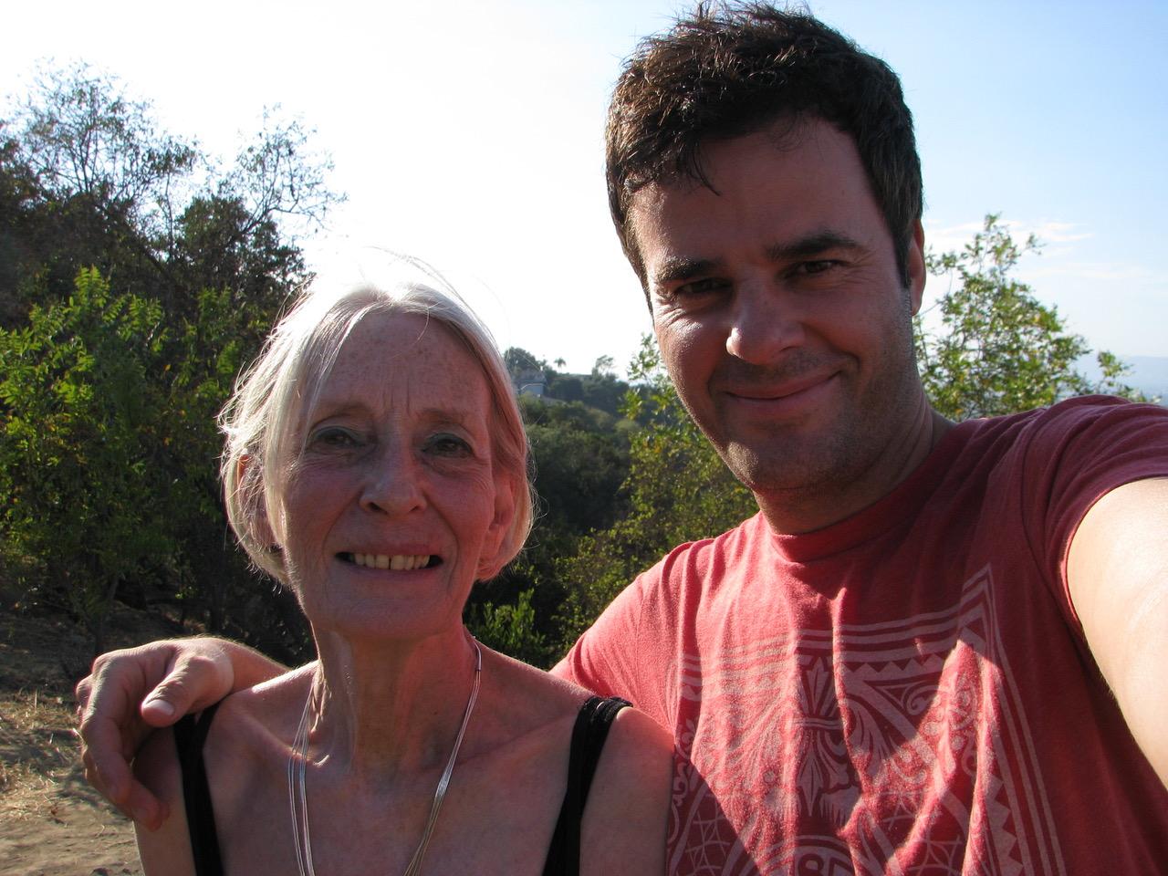 Mom on the trail up to Griffith Park Observatory.