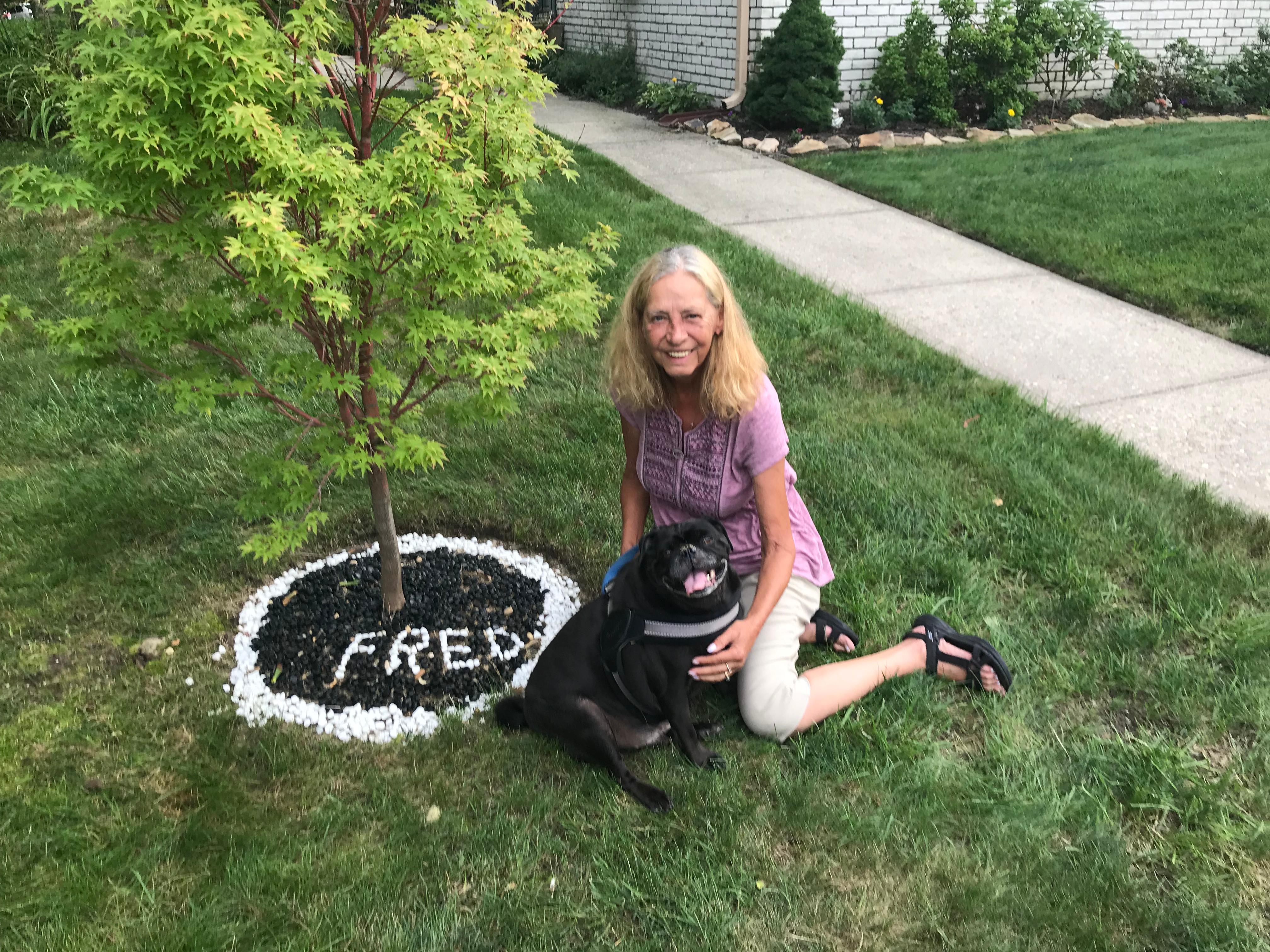 The tree planted in NY in honor of her husband, Fred.