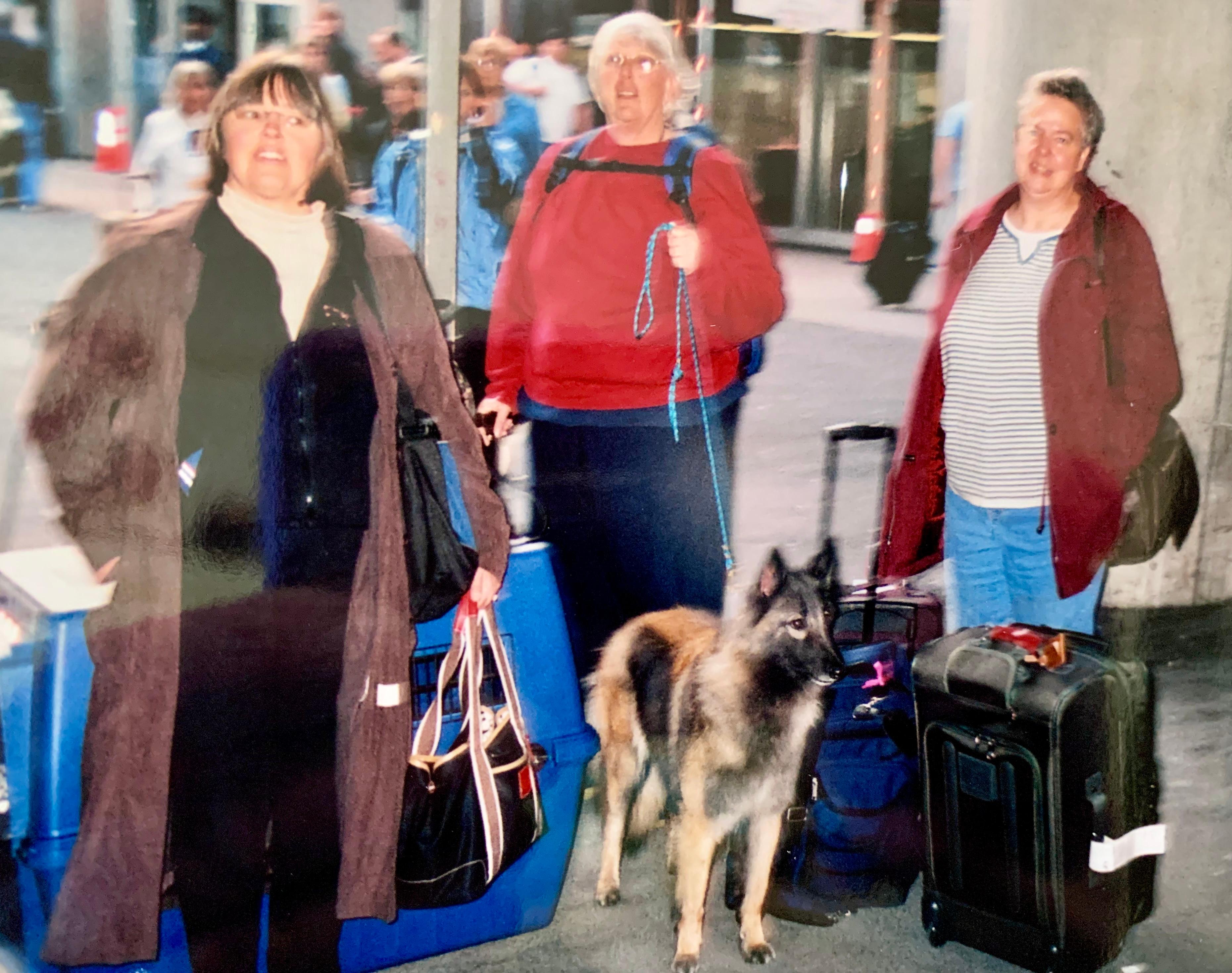 Peri, Carole and Daisy and Sandi at La Guardia airport - New York in February! Yikes!