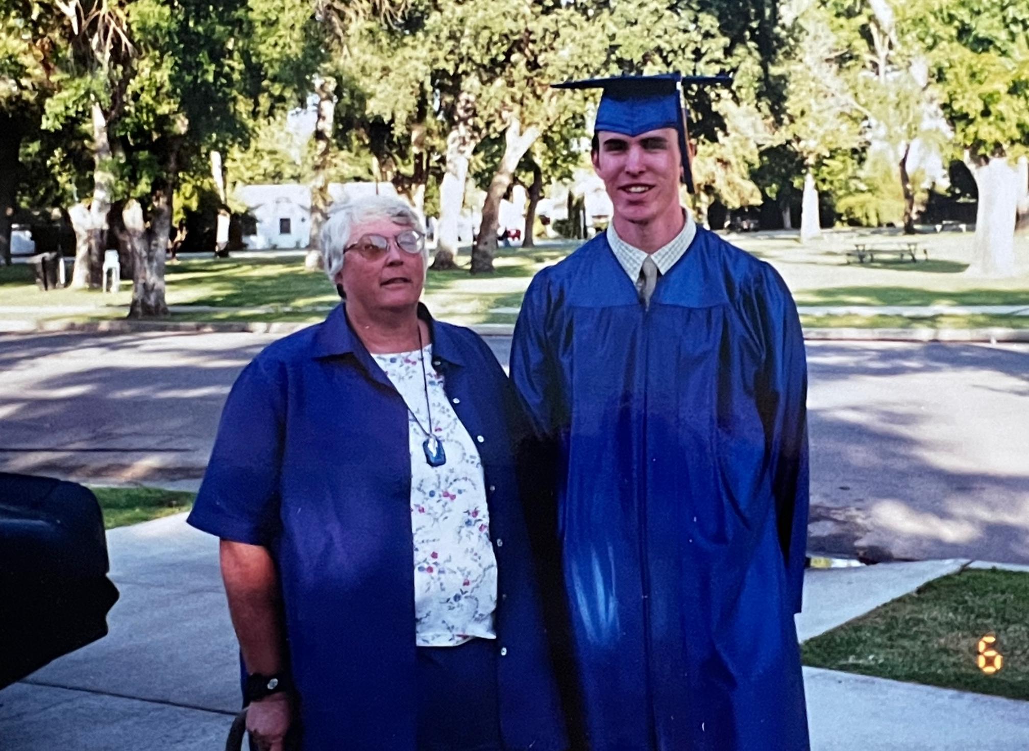Carole and Jeff and Jeff's high school graduation, 2000. She always came to all of our sons' events.