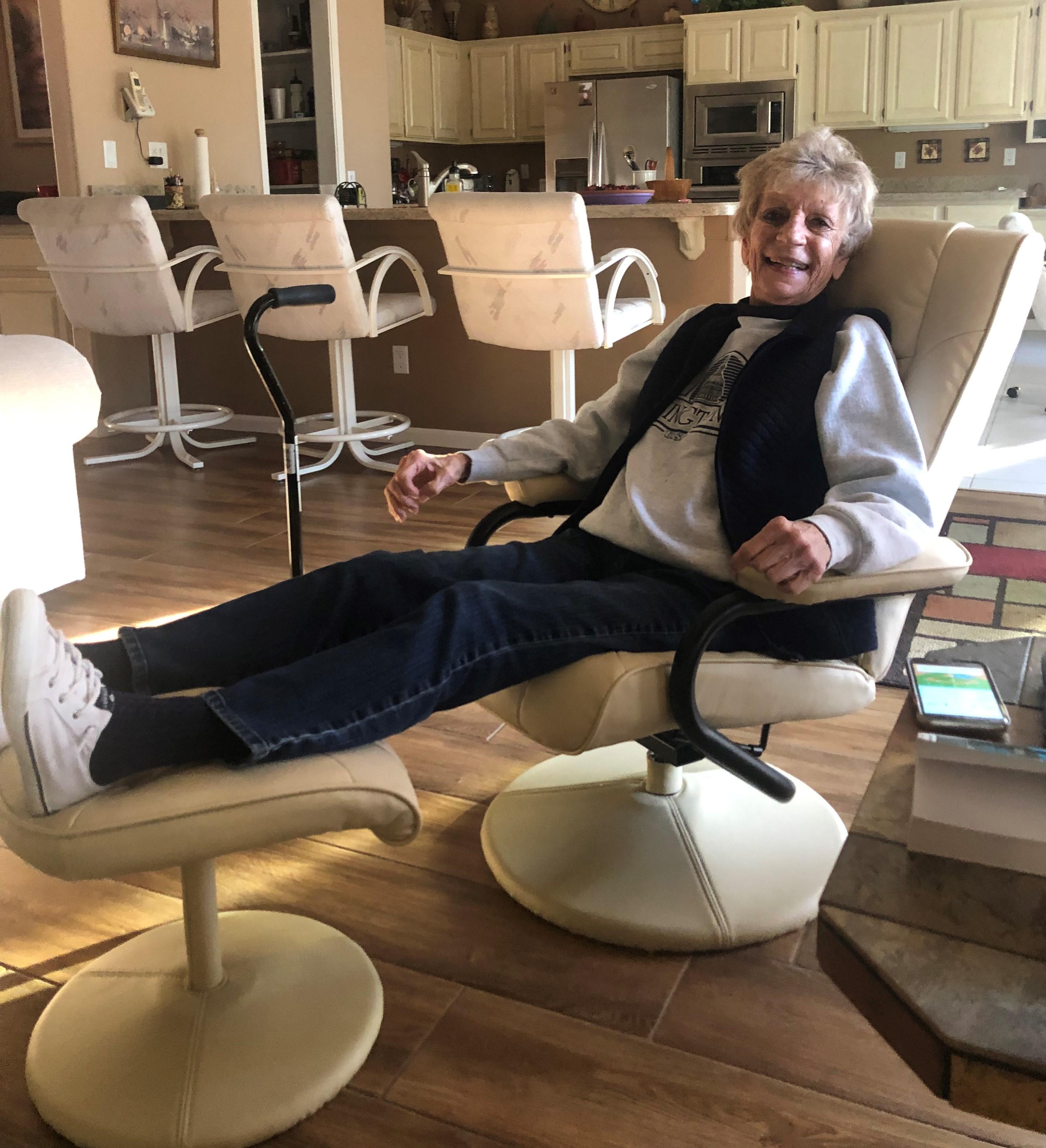 Enjoying her new chair