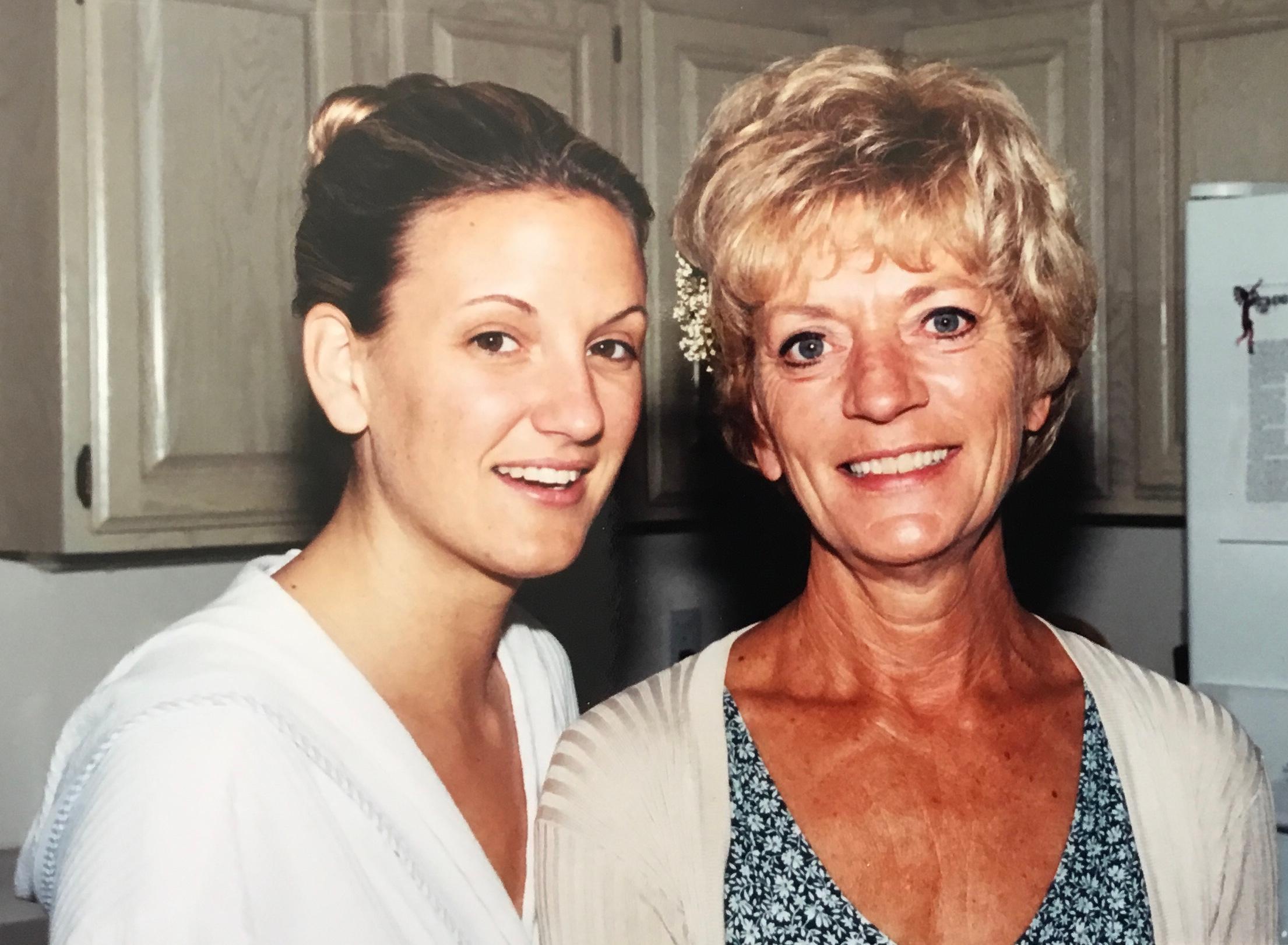 Erin with Mom an her wedding day, March 23, 2003