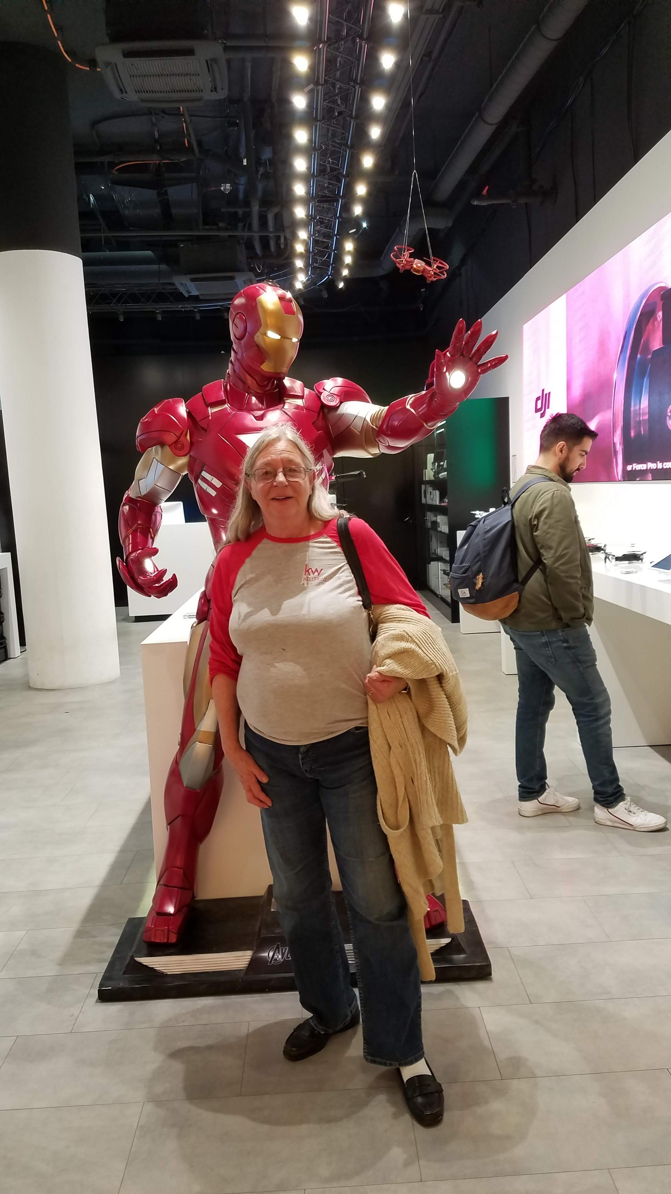 This was an interactive display room of all sorts of fun sciency stuff within a storefront in the biggest mall in downtown Frankfurt. We took this picture because we thought Eric would get a kick out of Iron Man. Notice her socks with loafers, this was her signature look. I will bring that look back, mark my words. LOL.