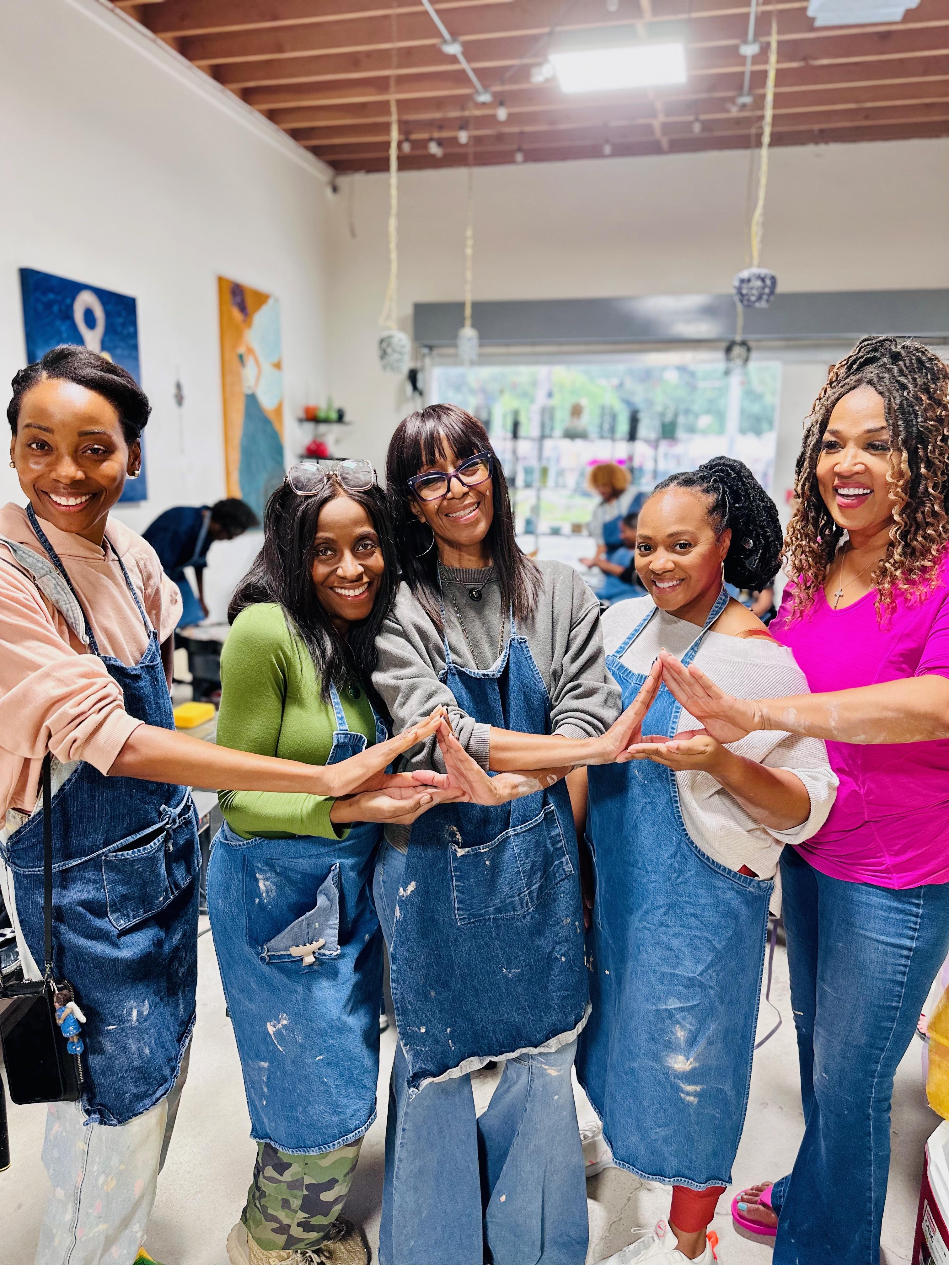 At my last Bday party making ceramics!
erica ash, Inga, me, perri camper, kym whitley; Sept 2023