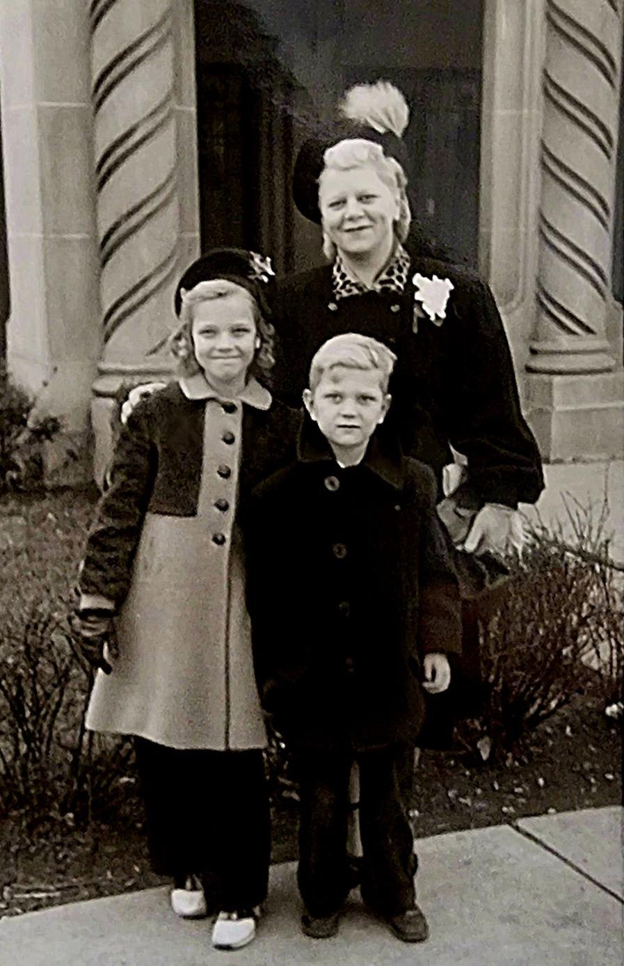 Emily Helmer, Barbara (Helmer) Gerhardt, John Lee Helmer, circa 1940s, Forest Park, Illinois