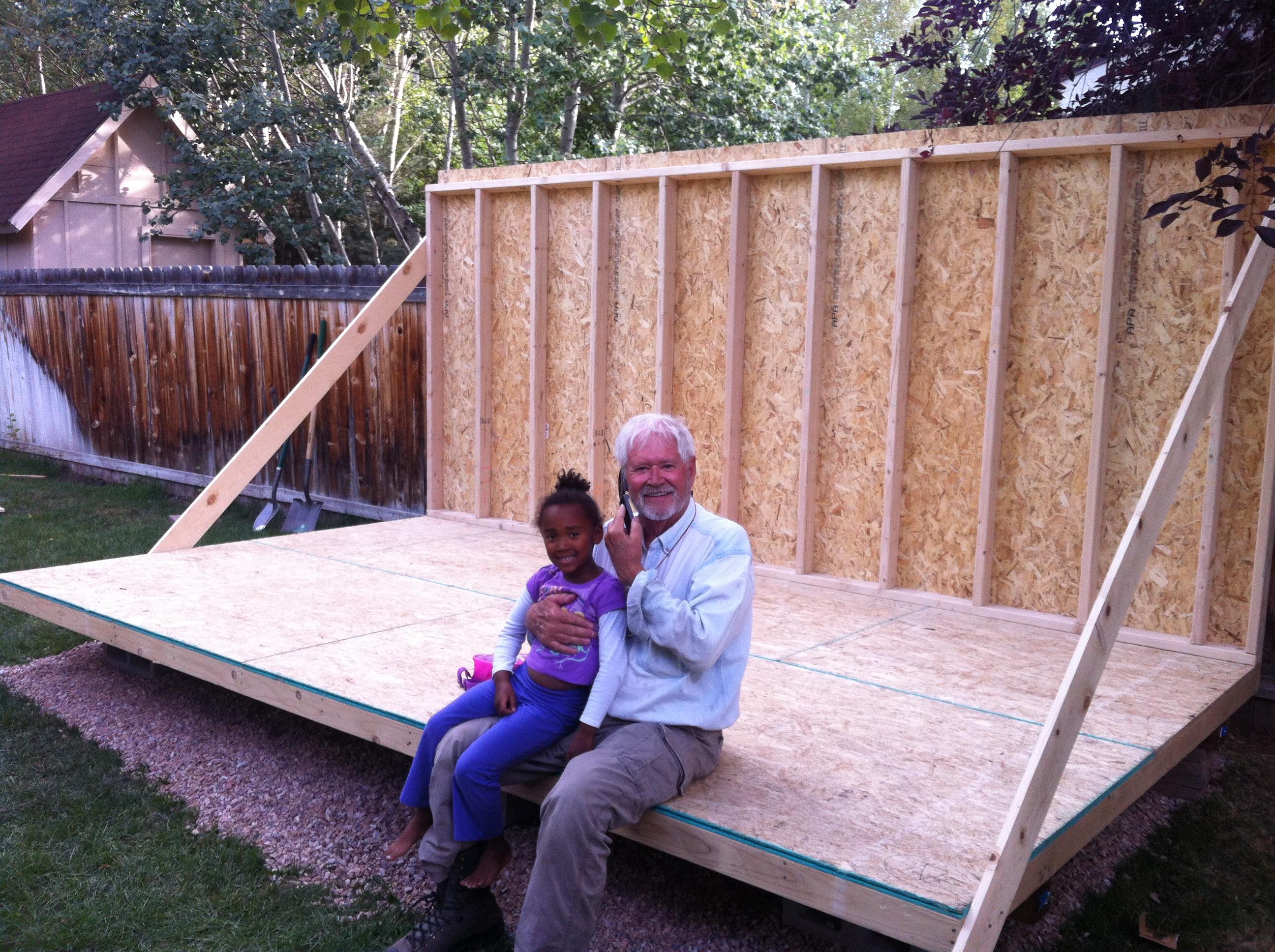 Papa and Meskele building the shed