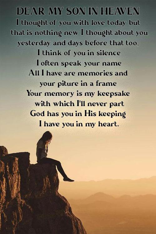 I can see my son when it's cloudy or dark, because his light left a bright mark.
I remember my son with great love and great joy, as the man who'll forever be my little boy.
My son was ready to ascend, so I'll love him from Earth all the way to Heaven.
Sean I love and Miss you so much.
Mommy