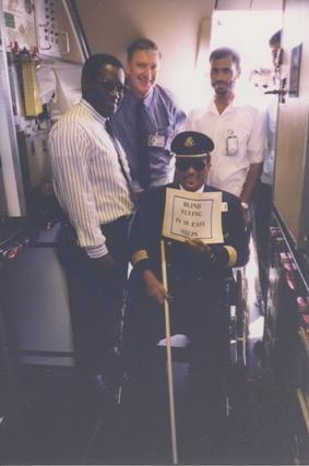JB leaving the aircraft after his final flight!