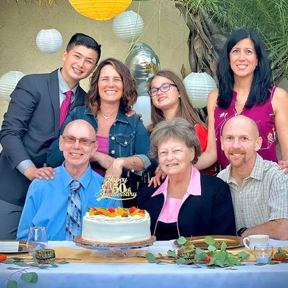 Jeannine & Bob's 50th Anniversary: Top Left to Right-Steeler, Charlene, Brooklyn, Louisa & Robert