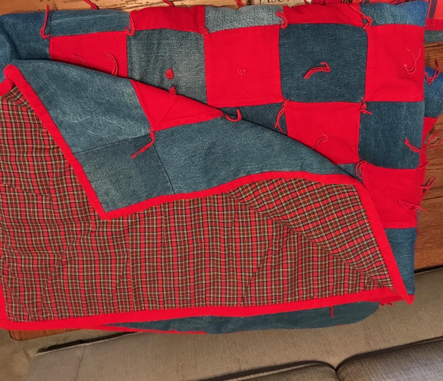 One of many, perhaps hundreds, of Lavern's quilts.  This one belongs to Grandson Adam, who says "this quilt has traveled the world with me, its been in many forests and on wildland fires".  "I can't sleep without it".  Today, its still in his camper ambulance.  Its probably quite dirty, well-loved and appreciated.  