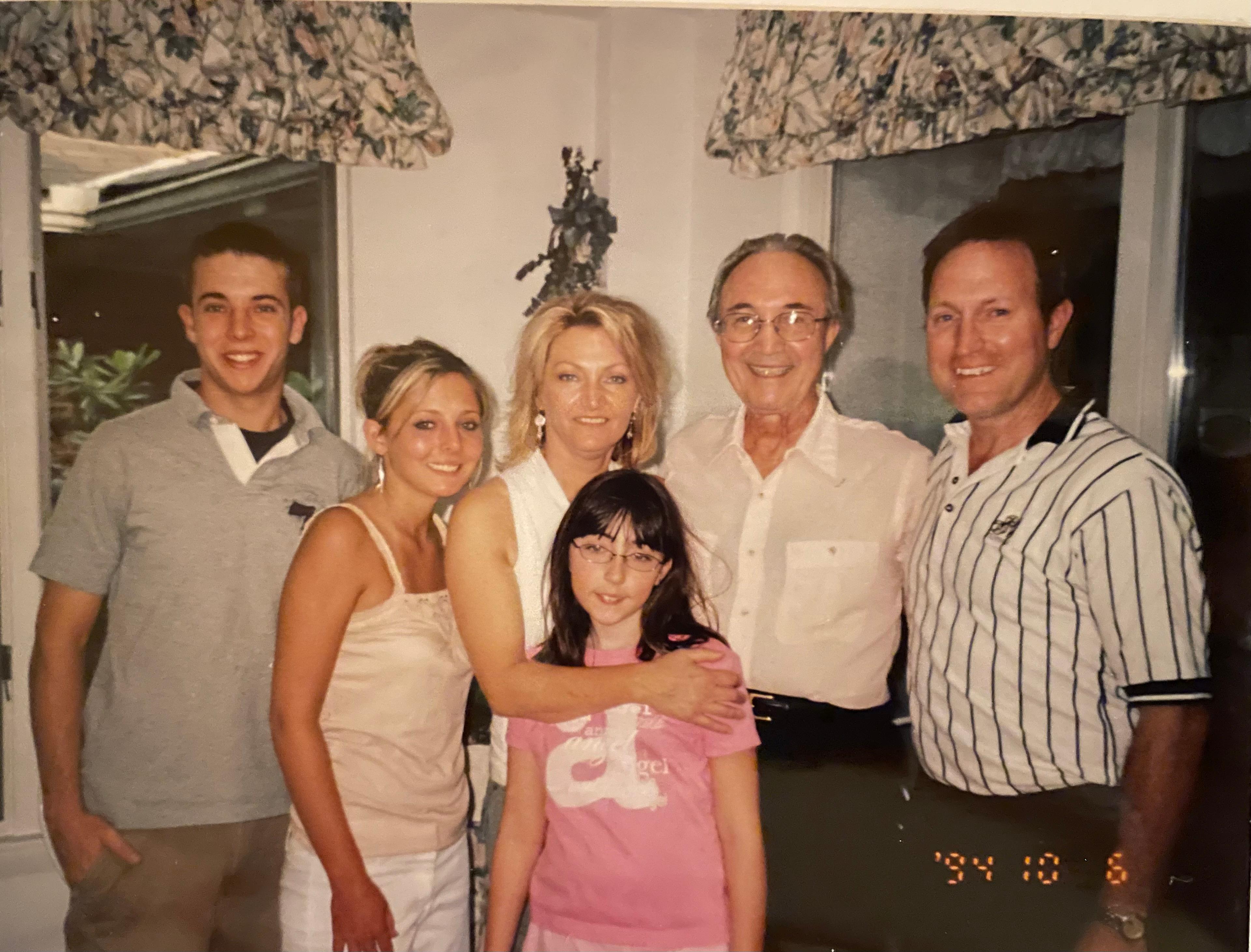 Grandson Brett, Granddaughter Becky & Rachel, daughter Cindy, Sam & son Craig