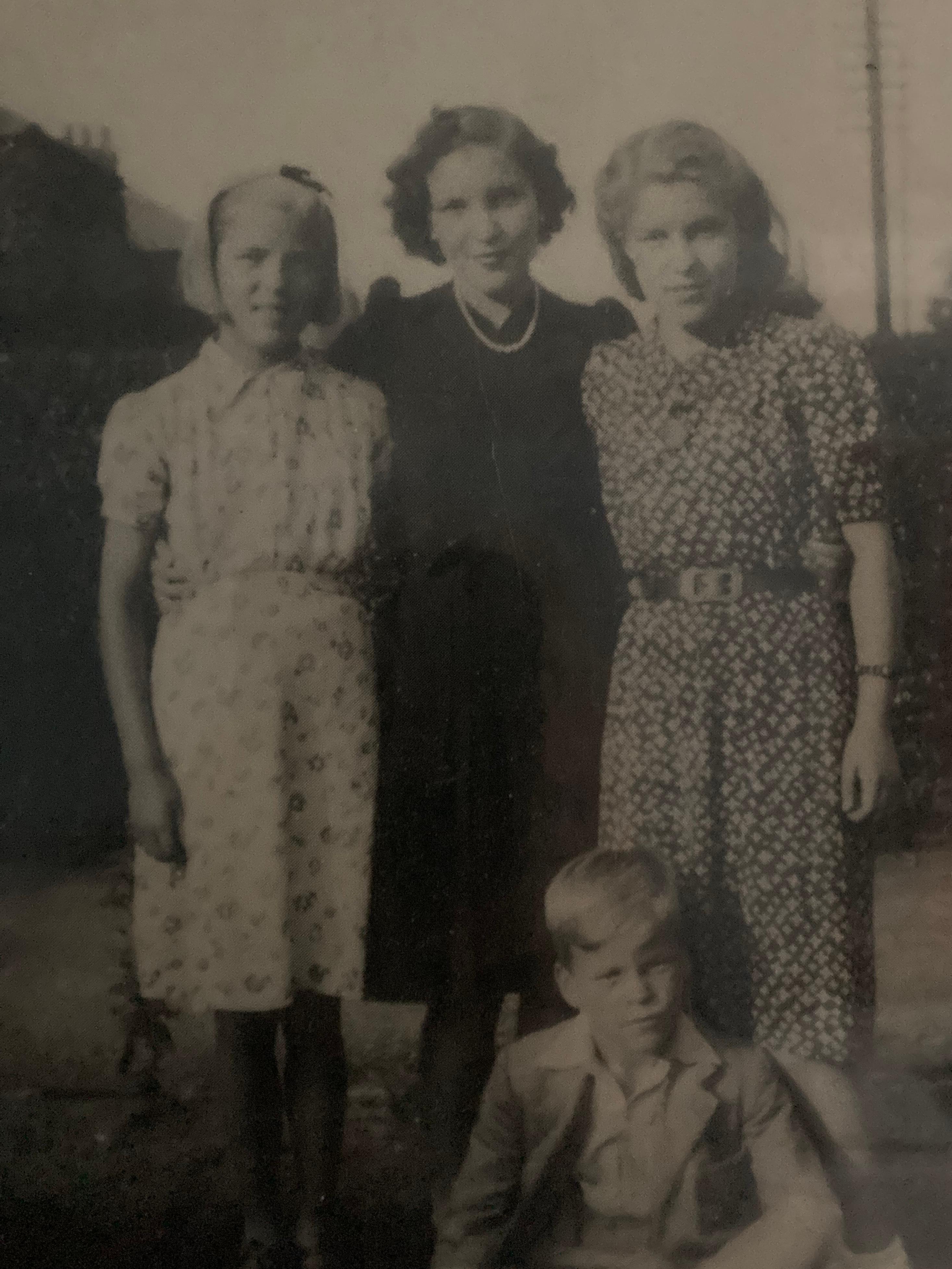 Bird, Olive, sister; Joan; sister, Moggie (Samuel). Around 1939-1940, England