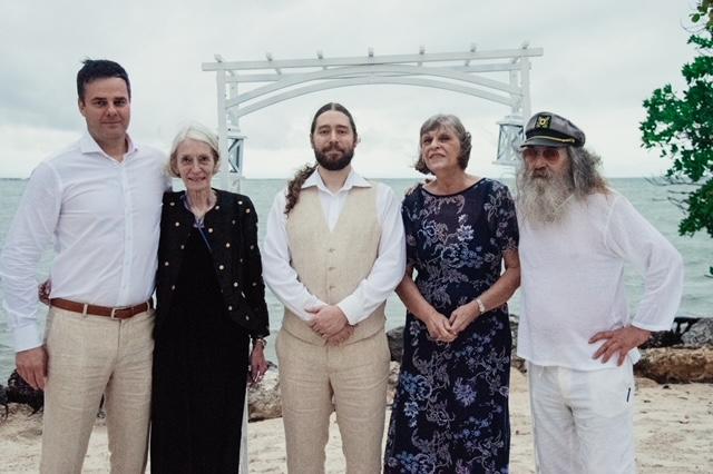 Travis and Virginia's wedding. Left to right: Kelcey, Marsha, Travis, Delaine, Bill.