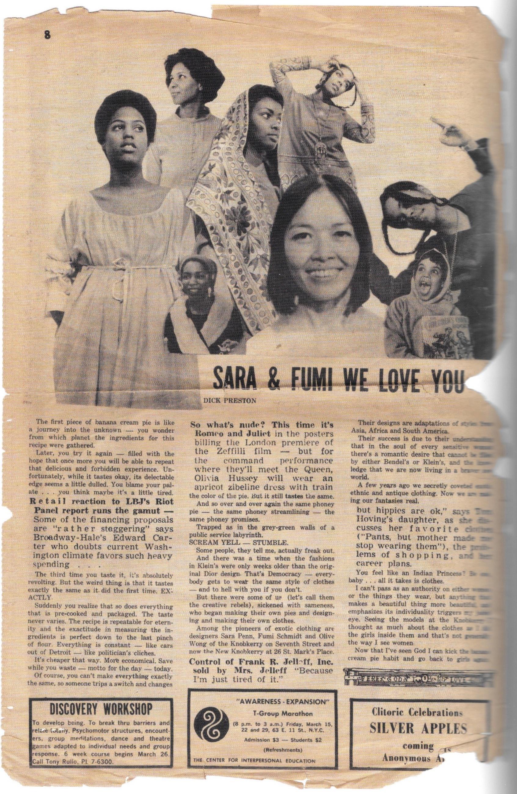 An article about Knobkerry, Sara, and Fumi.