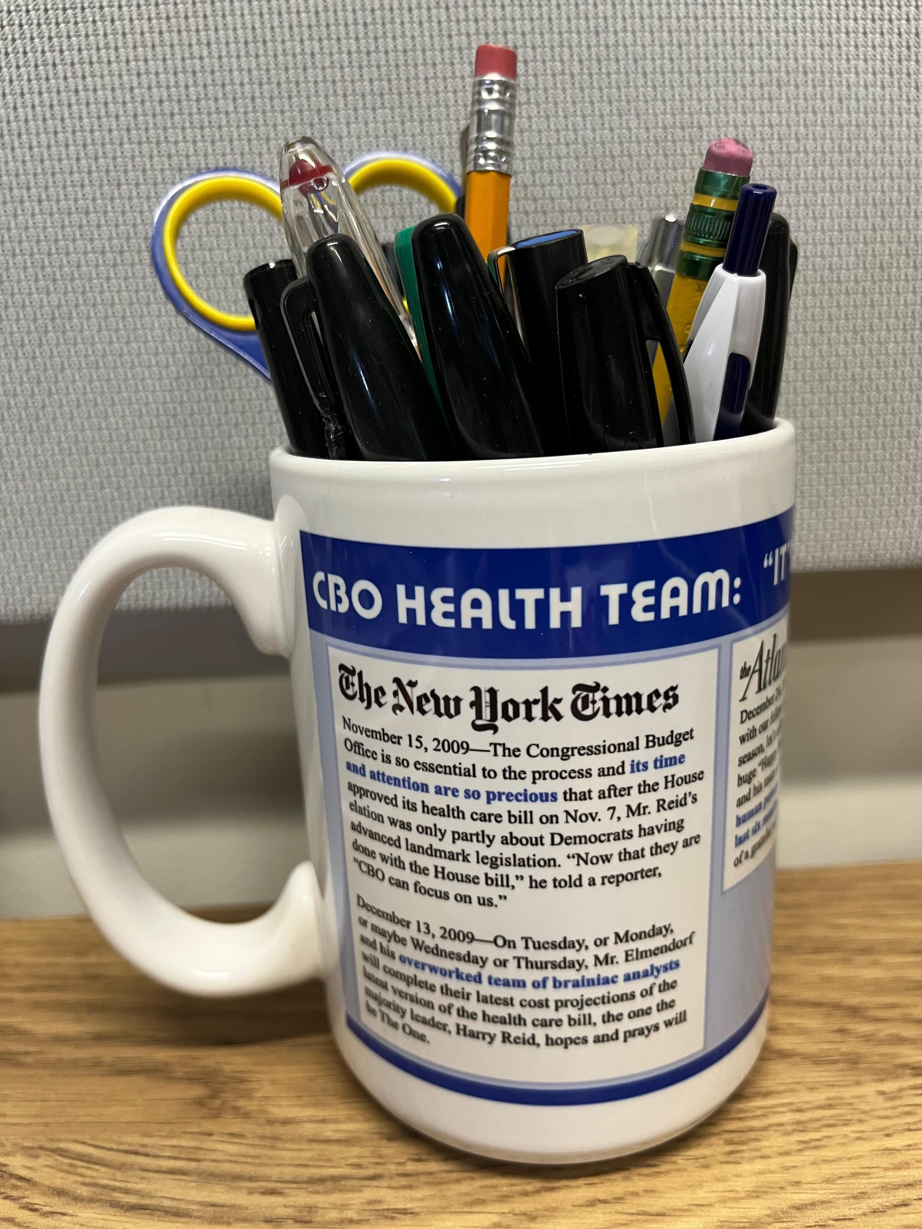 I'm certain that all of us who knew Phil through CBO are devastated that our field has lost Phil's intellect, curiosity, and dedication to the highest quality evidence-based policy. He will be greatly missed as a colleague and as a friend I sought advice from many times. I think of him every time I see "his" mug on my desk.