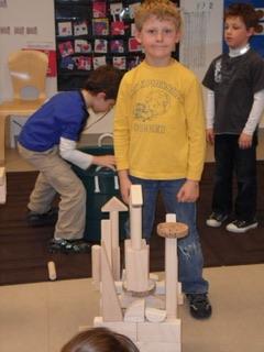 His block tower during our architecture long term project in kindergarten