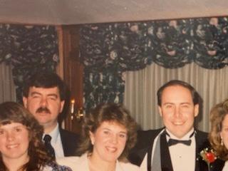 At Don and my wedding in December 1988. Diane, Vinnie, Sue, Bob, Lori, Jim, Lynne and Steve. Don and I are missing from the photo!