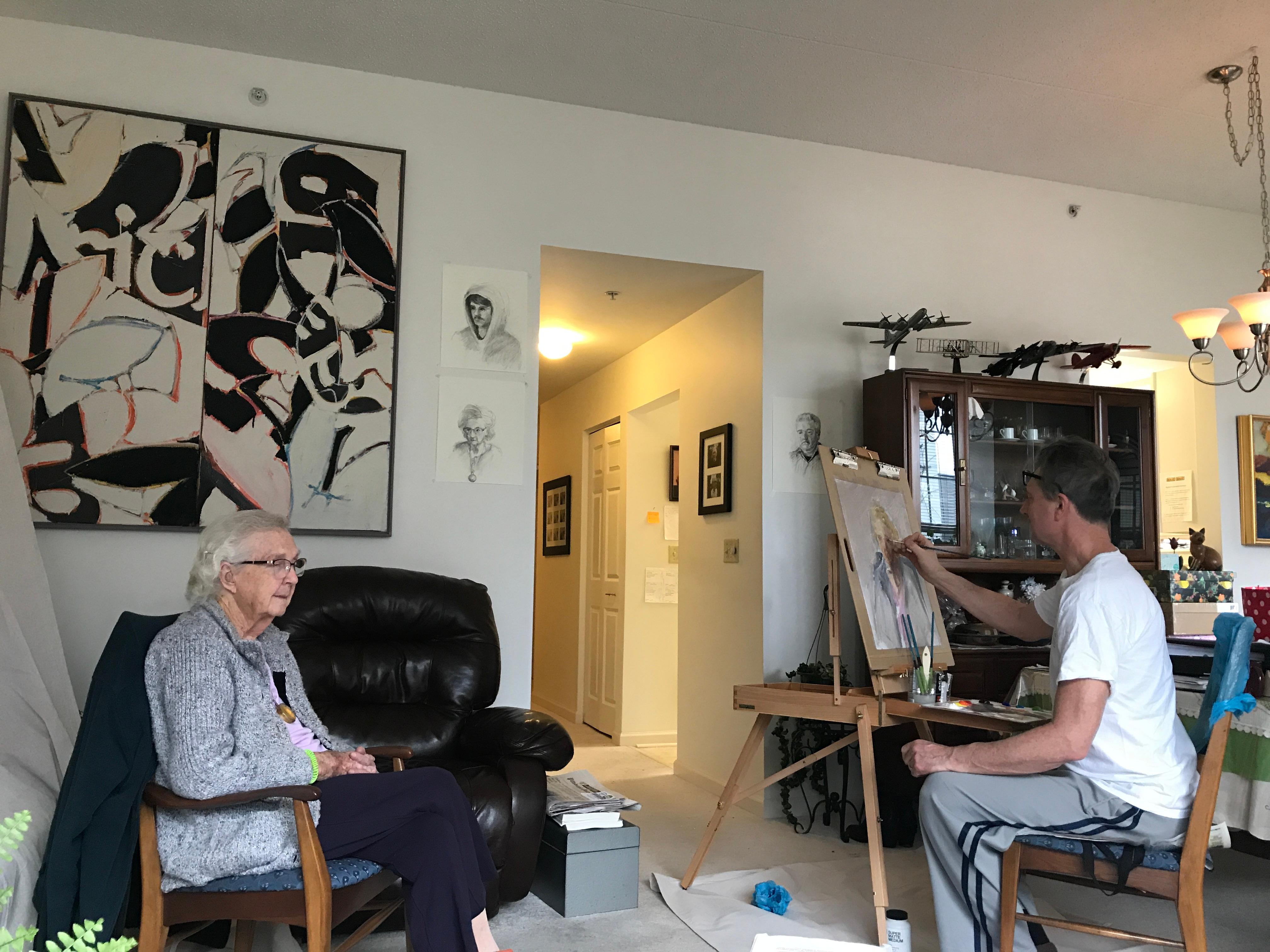 John painting a portrait of our mother.  November 30, 2019