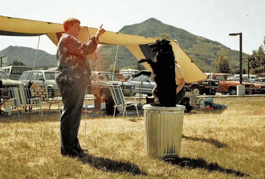 Carole with Ryder at Cuesta College, a SLODOG demo in the 1980s.