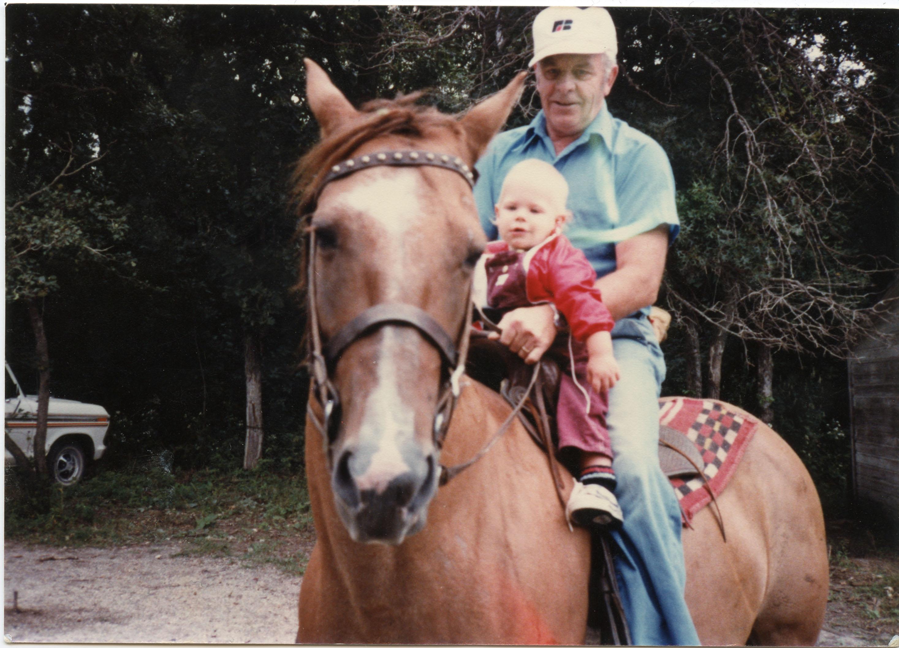 Jesse with his Grandpa Michels. Probably not as thrilling of a ride as he had later in life with golf carts, race cars, etc., but it was a start.
Jesse always had an interest in family history, so I enjoyed talking with him about that in the limited times we were together.
From reading other comments and hearing stories, it is clear that Jesse had a kind heart and was eager to help others in need.